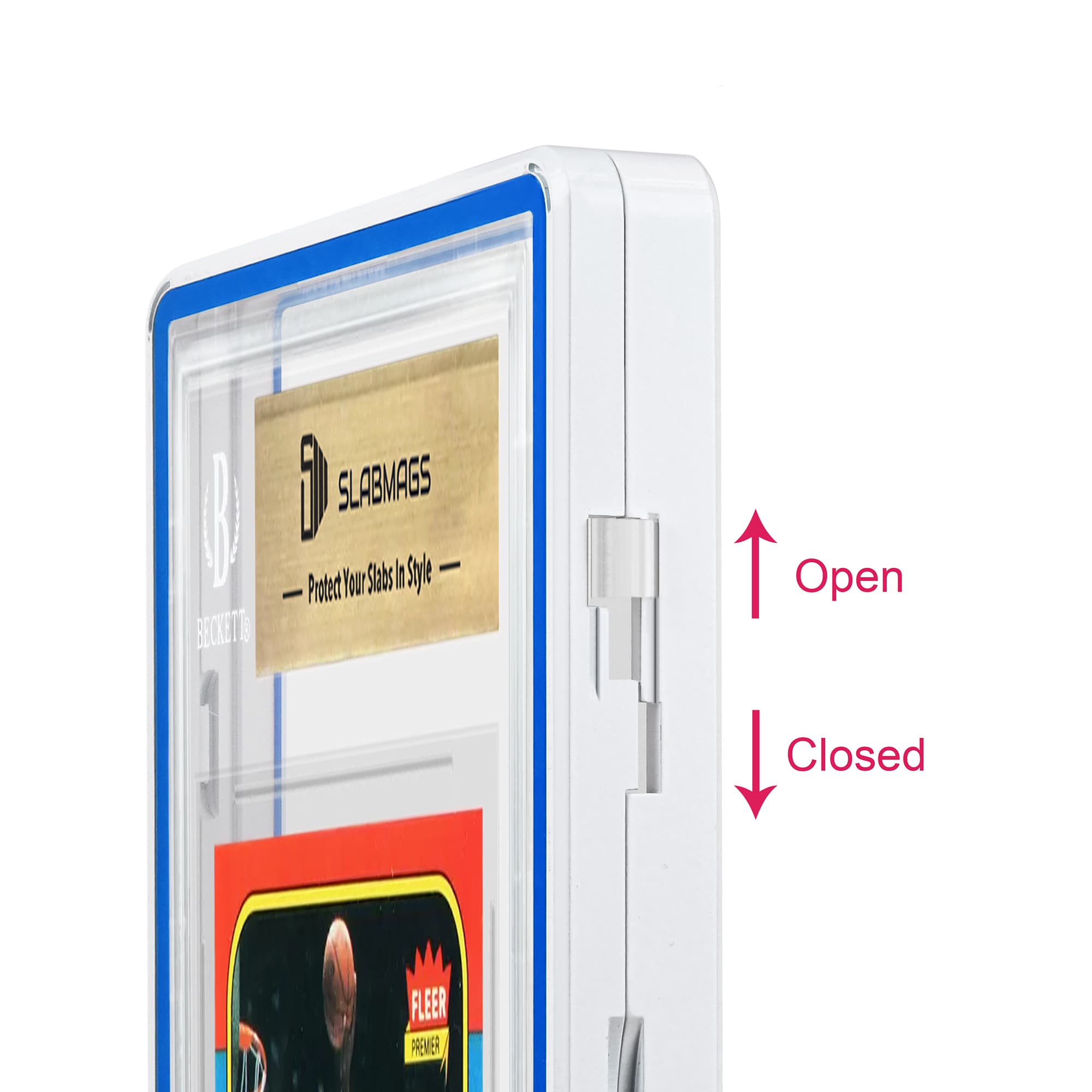 Standard BGS Slabmags Case - Matte White With Blue Glass Border