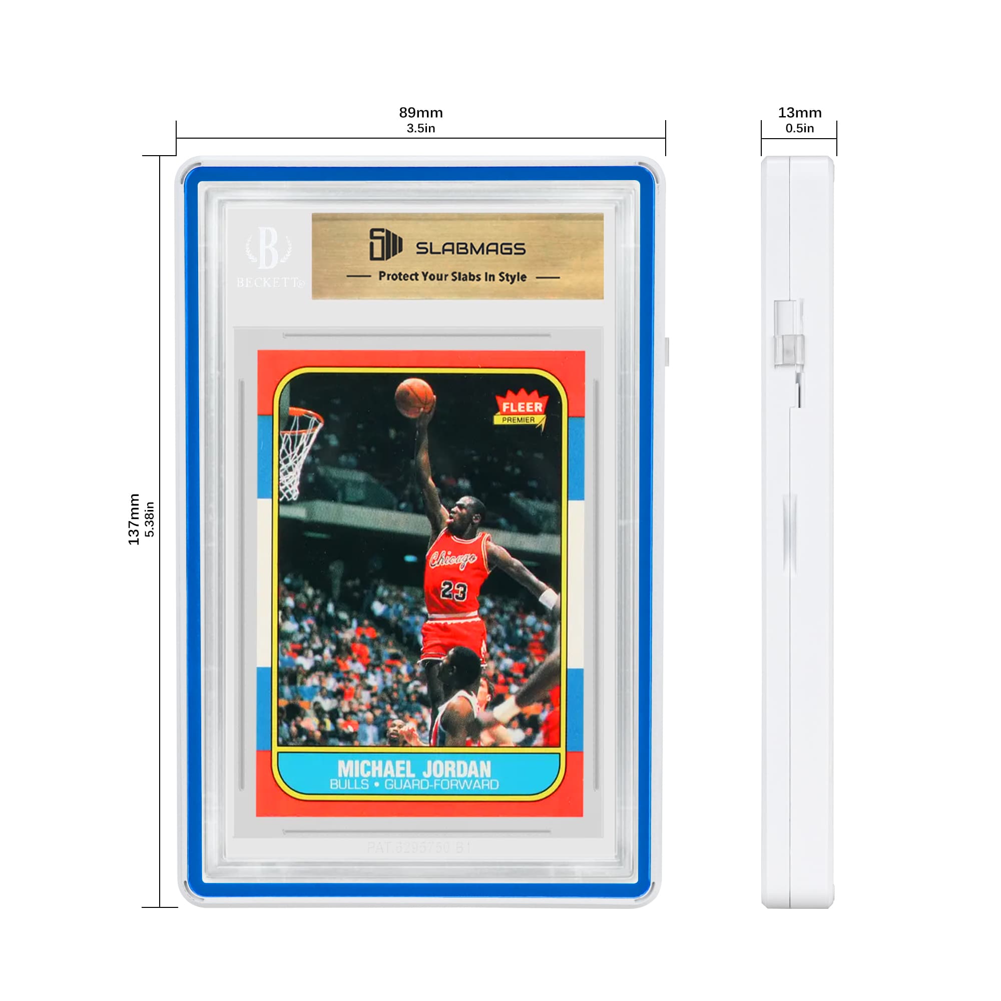 Standard BGS Slabmags Case - Matte White With Blue Glass Border