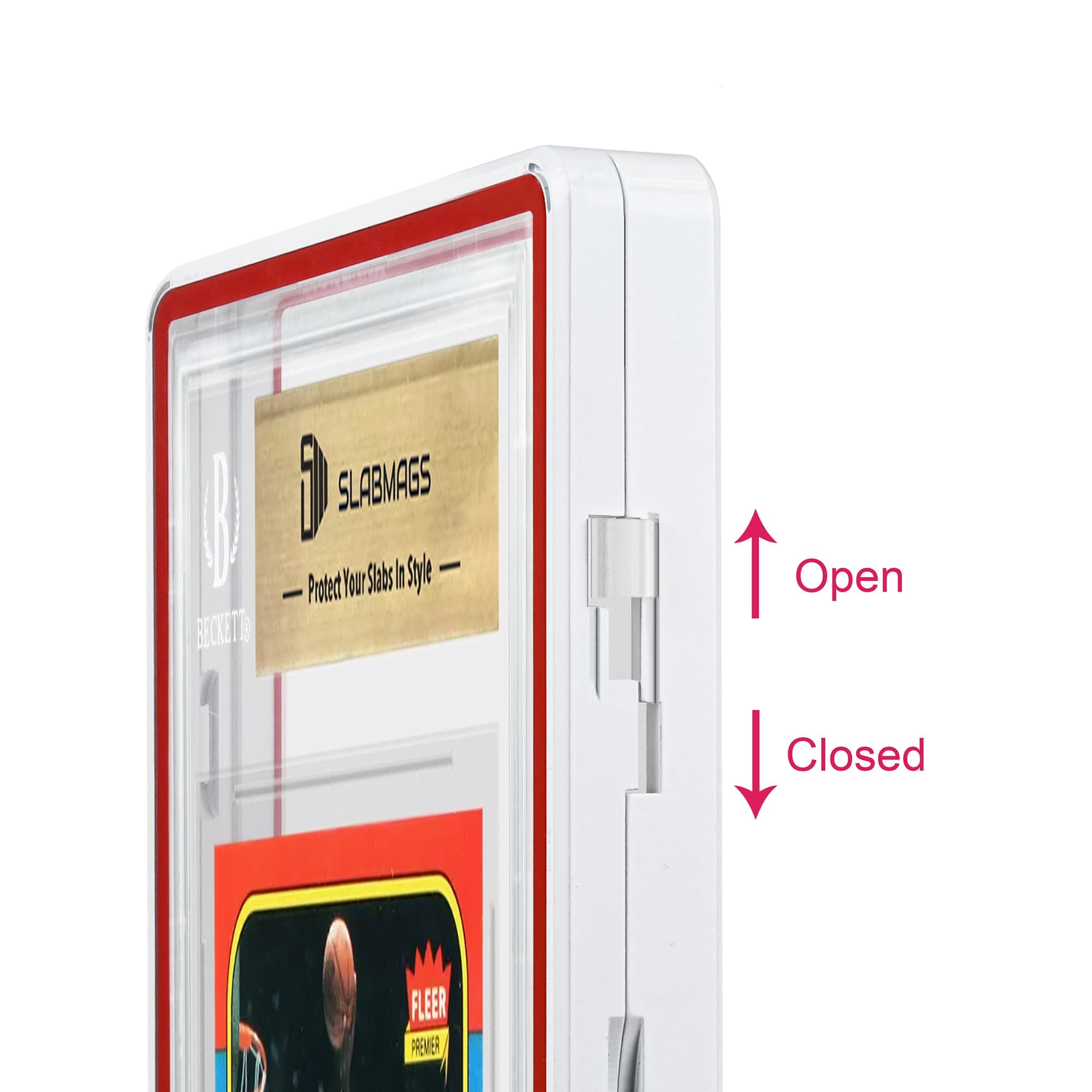 Standard BGS Slabmags Case - Matte White With Red Glass Border