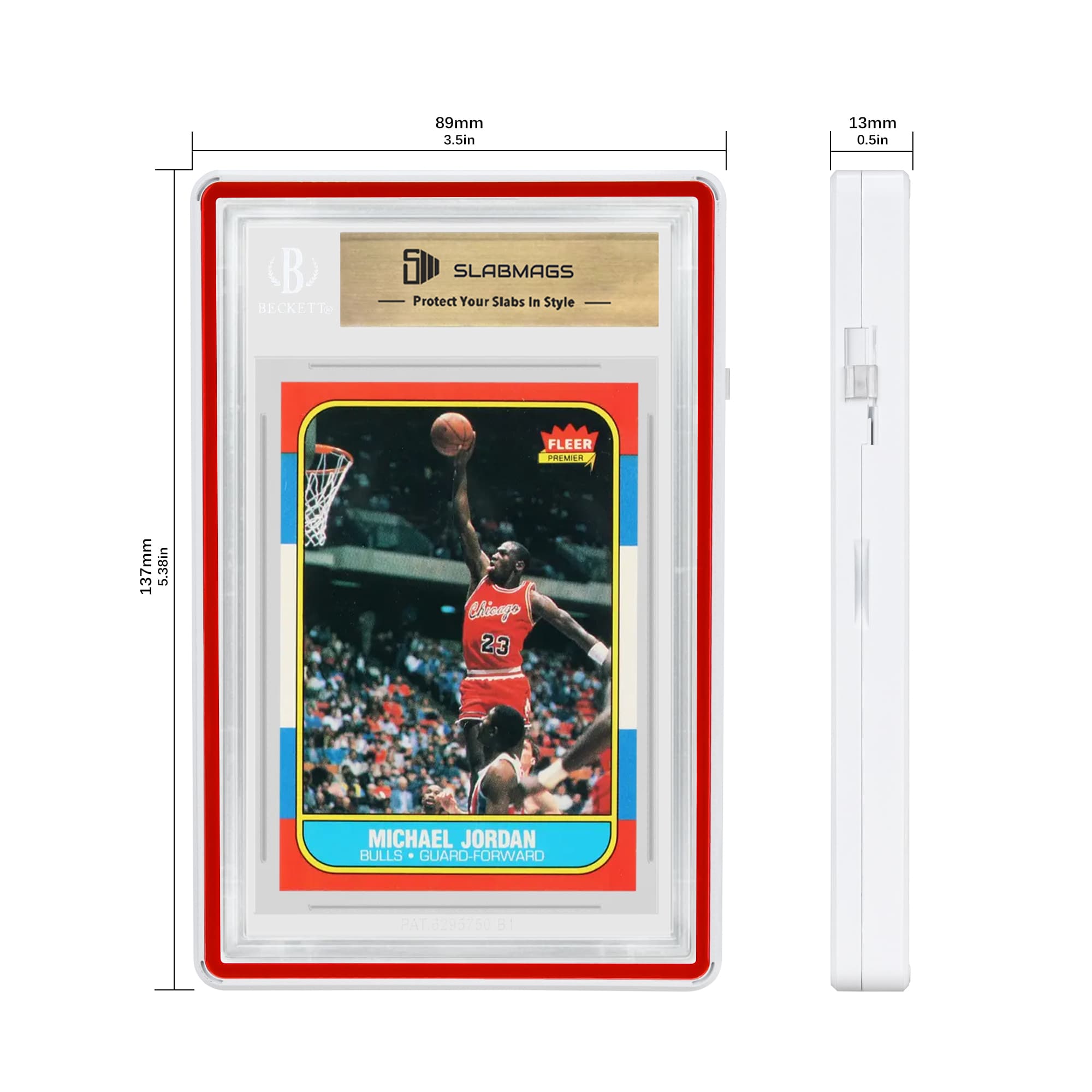 Standard BGS Slabmags Case - Matte White With Red Glass Border