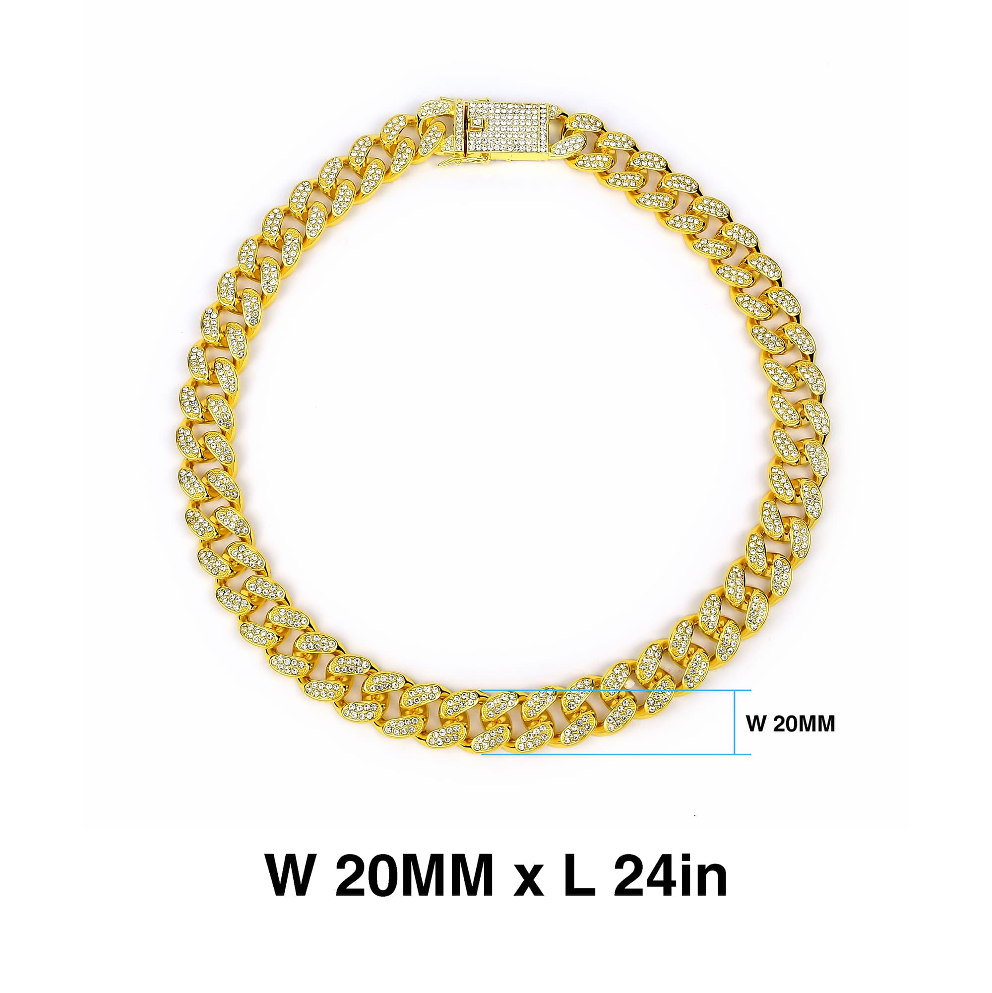 Gold and diamond chains W 20MM x L24in