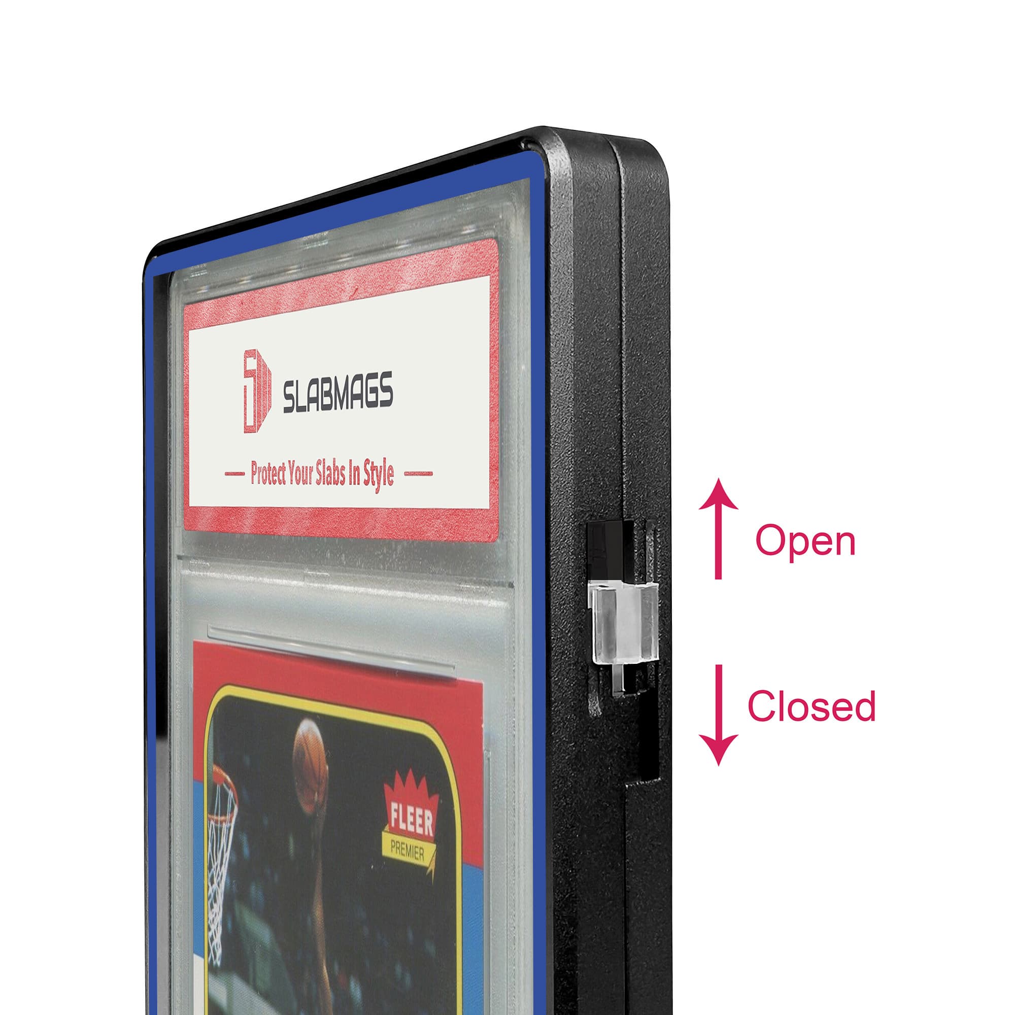 Color Glass Series Standard PSA Slabmags Case - Matte Black With Blue Glass Border