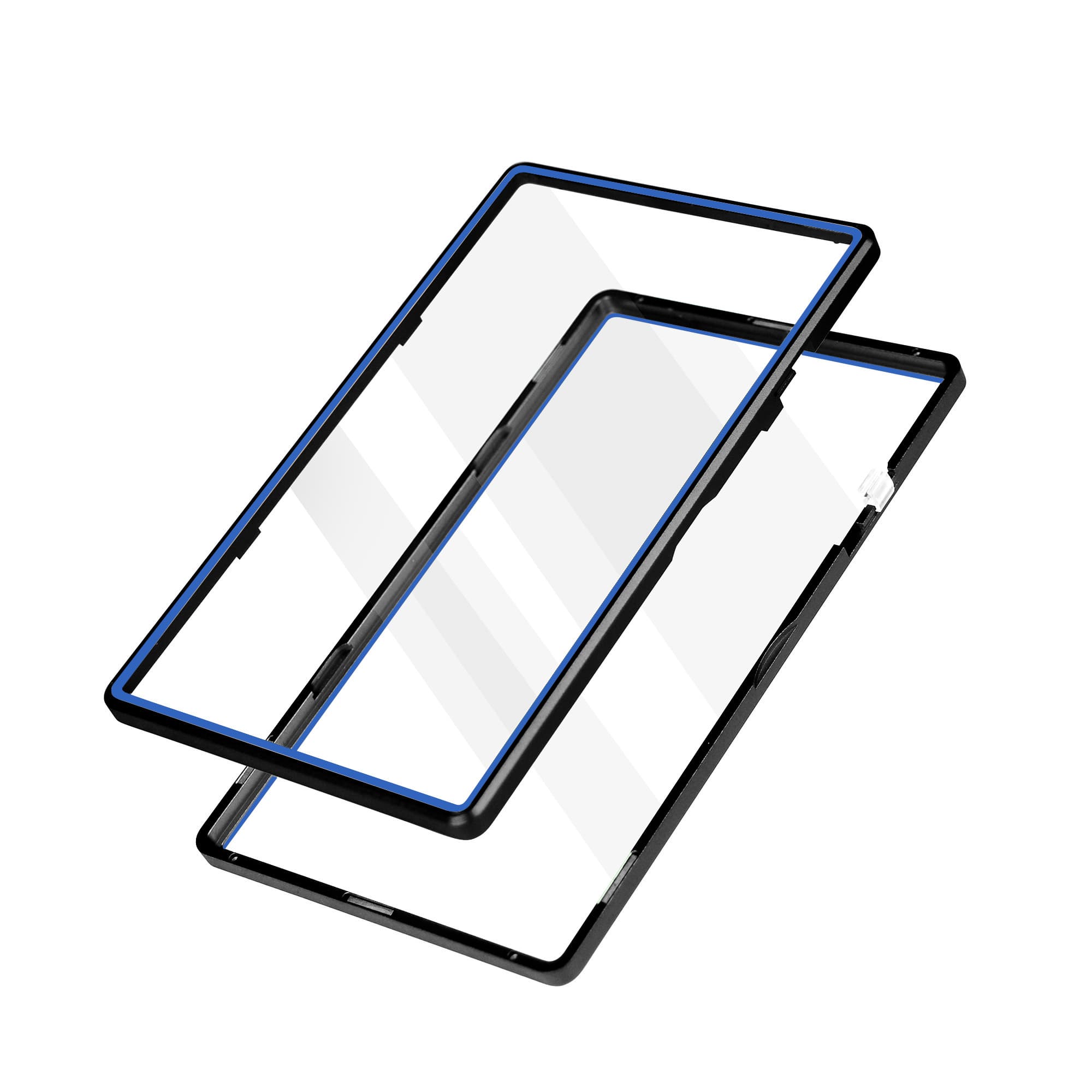 Color Glass Series Standard PSA Slabmags Case - Matte Black With Blue Glass Border