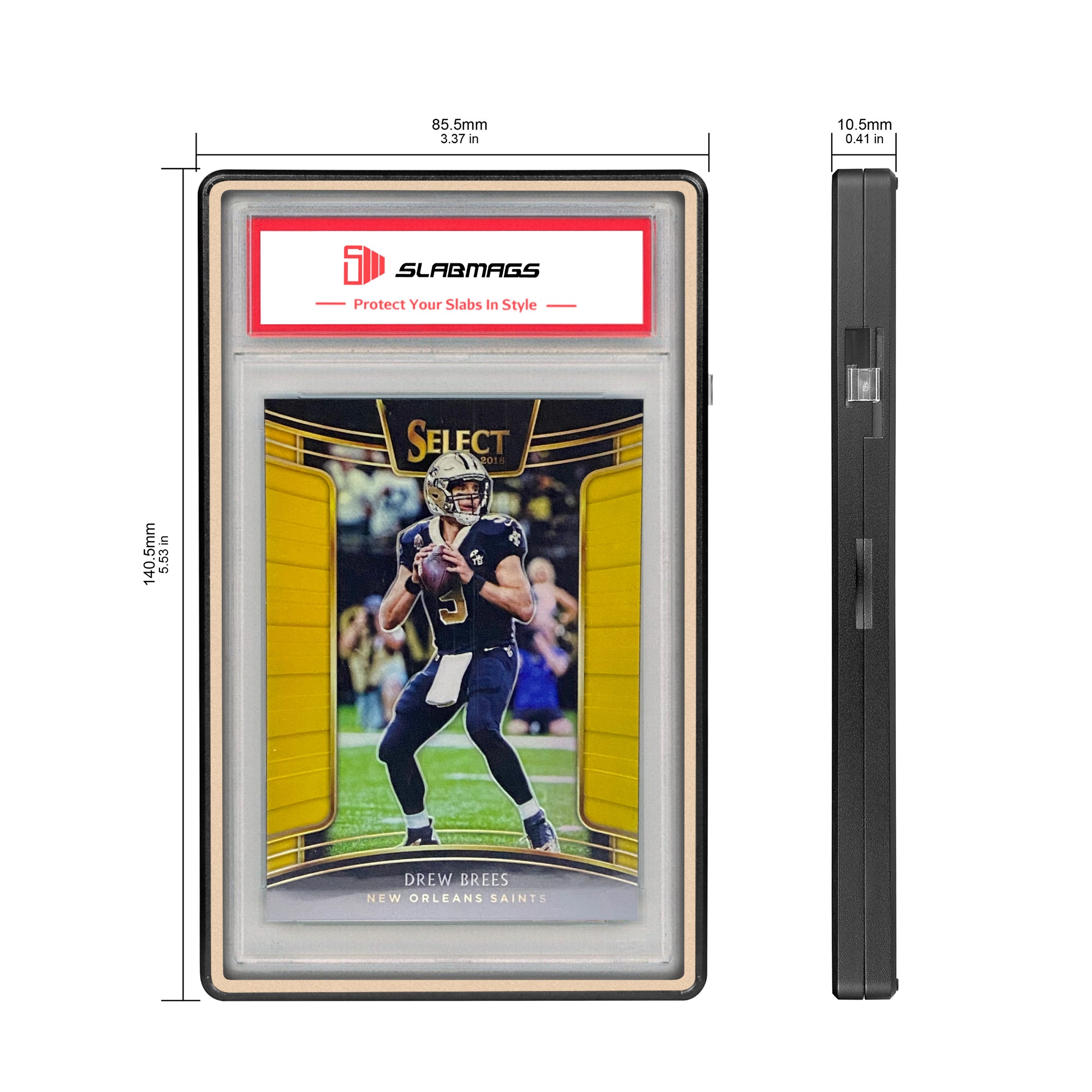 Color Glass Series Standard PSA Slabmags Case - Matte Black With Gold Glass Border