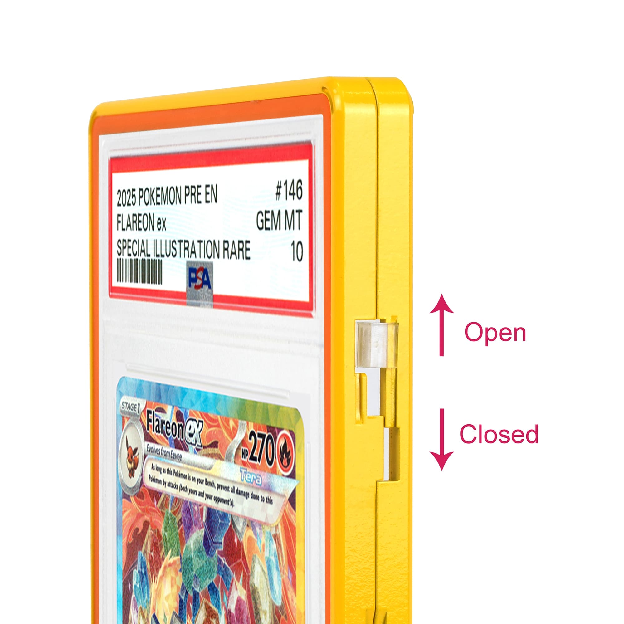 Color Glass Series Standard PSA Slabmags Case - Matte Exotic Yellow With Orange Glass Border