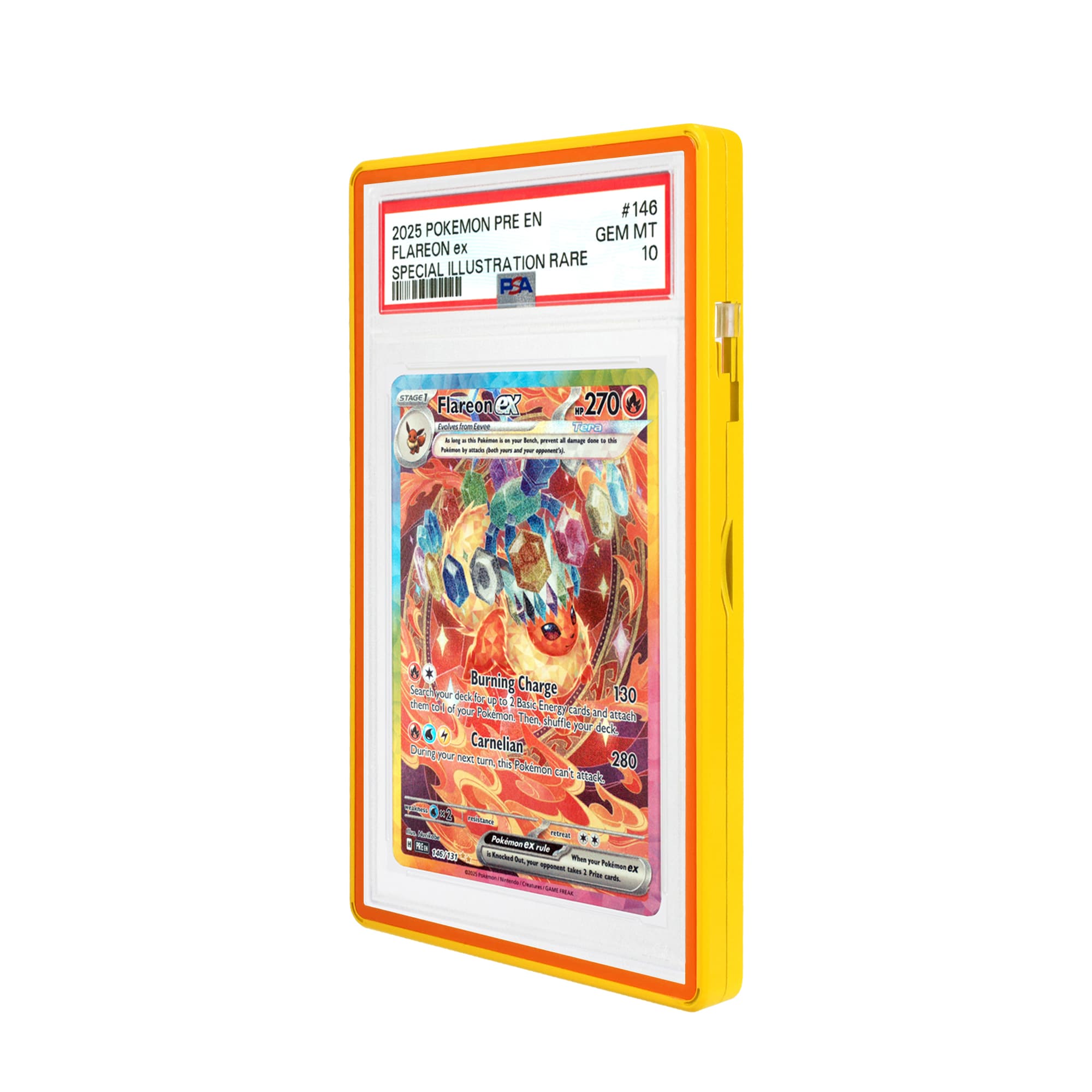 Color Glass Series Standard PSA Slabmags Case - Matte Exotic Yellow With Orange Glass Border