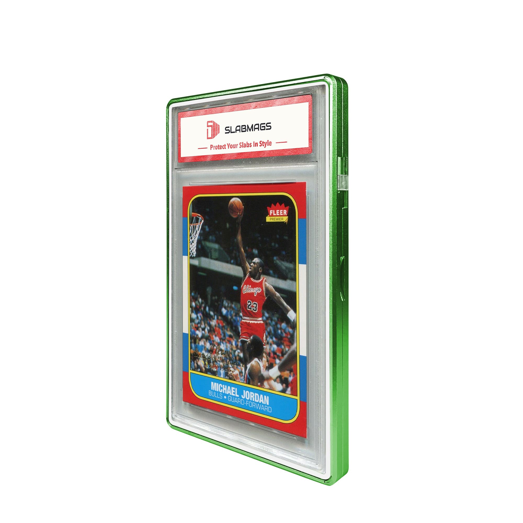 Color Glass Series Standard PSA Slabmags Case - Matte Green With White Glass Border