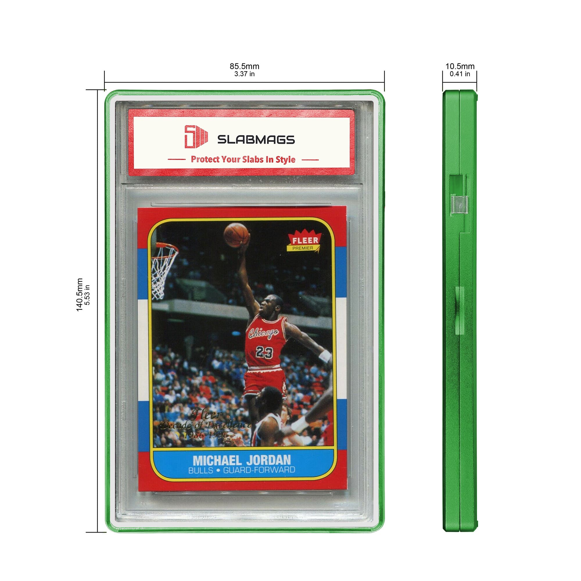 Color Glass Series Standard PSA Slabmags Case - Matte Green With White Glass Border