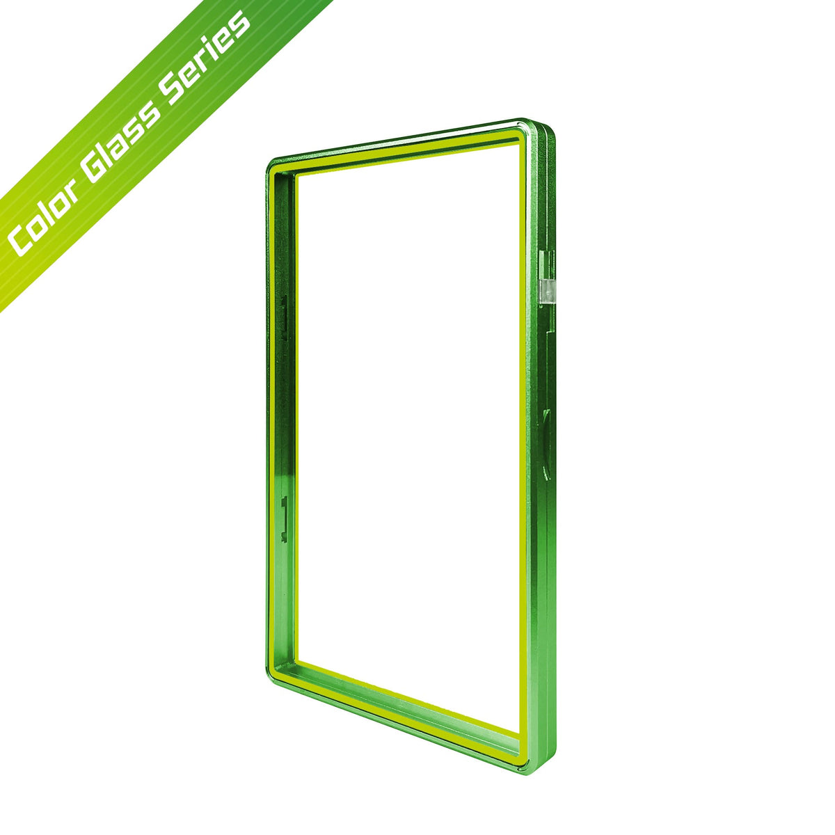 Color Glass Series Standard PSA Slabmags Case - Matte Green With Yellow Glass Border - Slabmags aluminum magnetic slab case