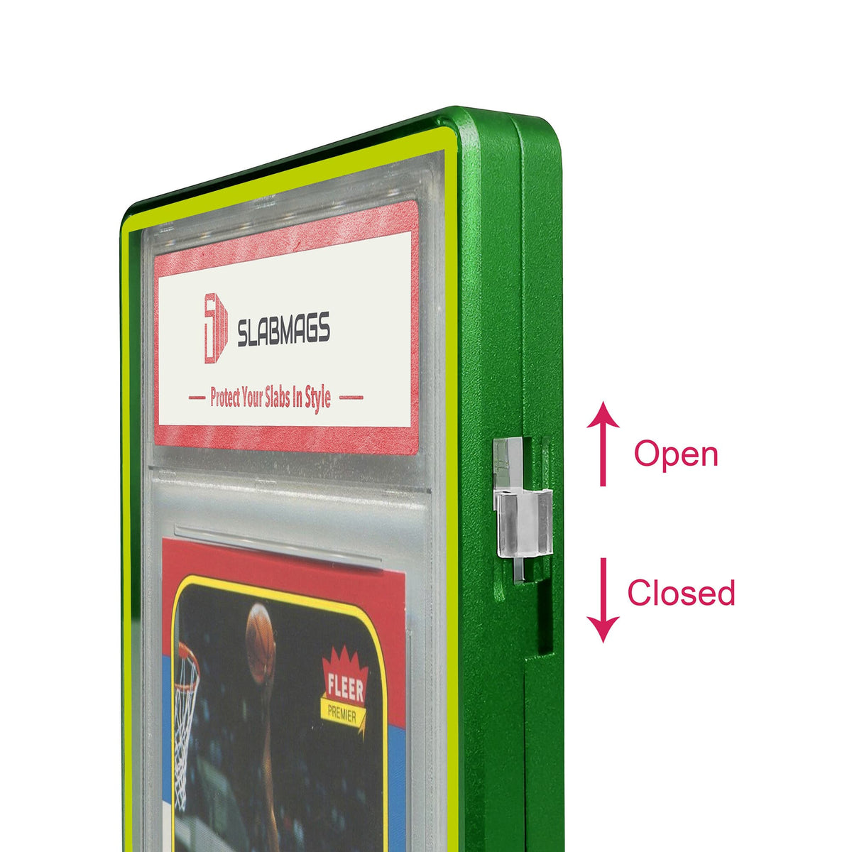 Color Glass Series Standard PSA Slabmags Case - Matte Green With Yellow Glass Border