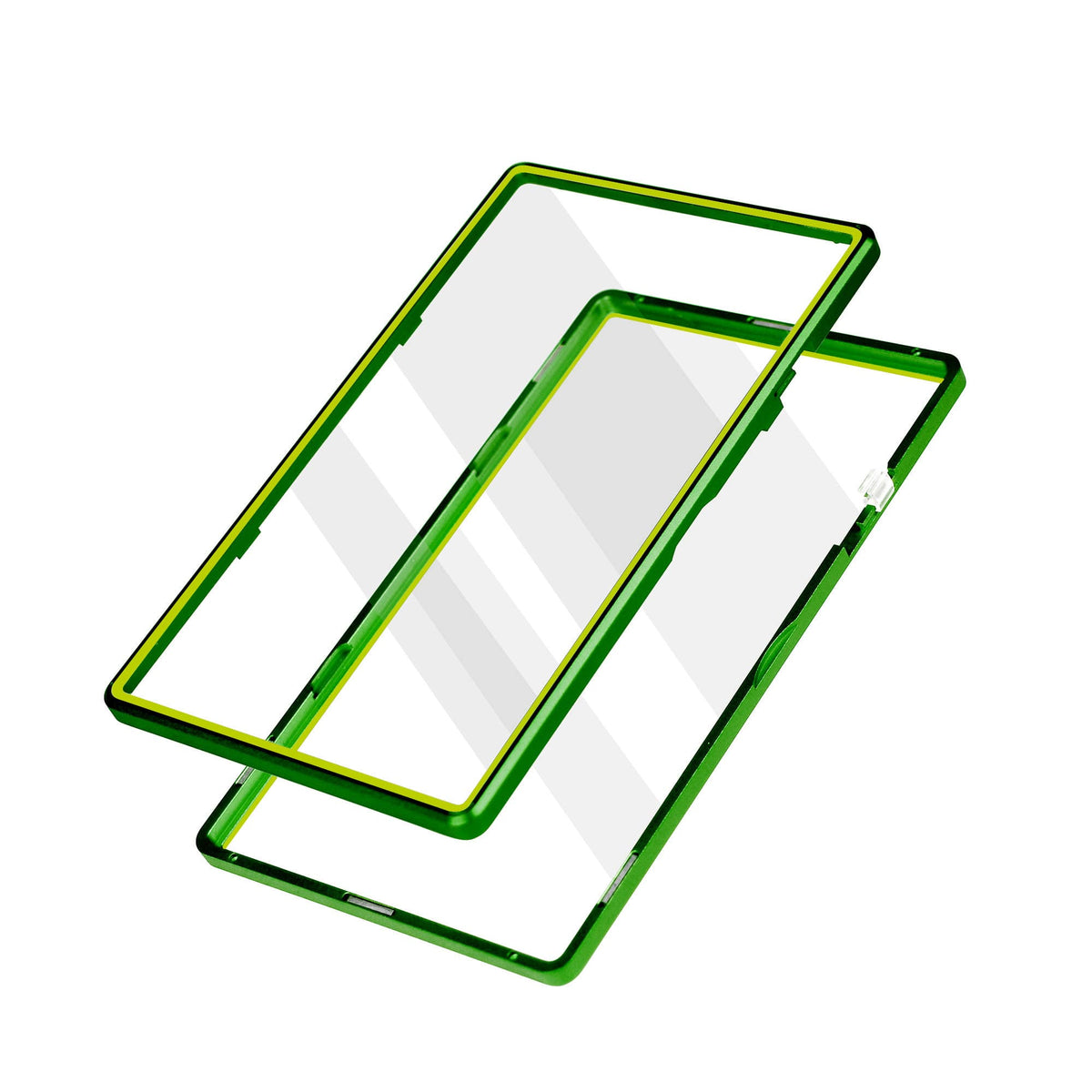 Color Glass Series Standard PSA Slabmags Case - Matte Green With Yellow Glass Border