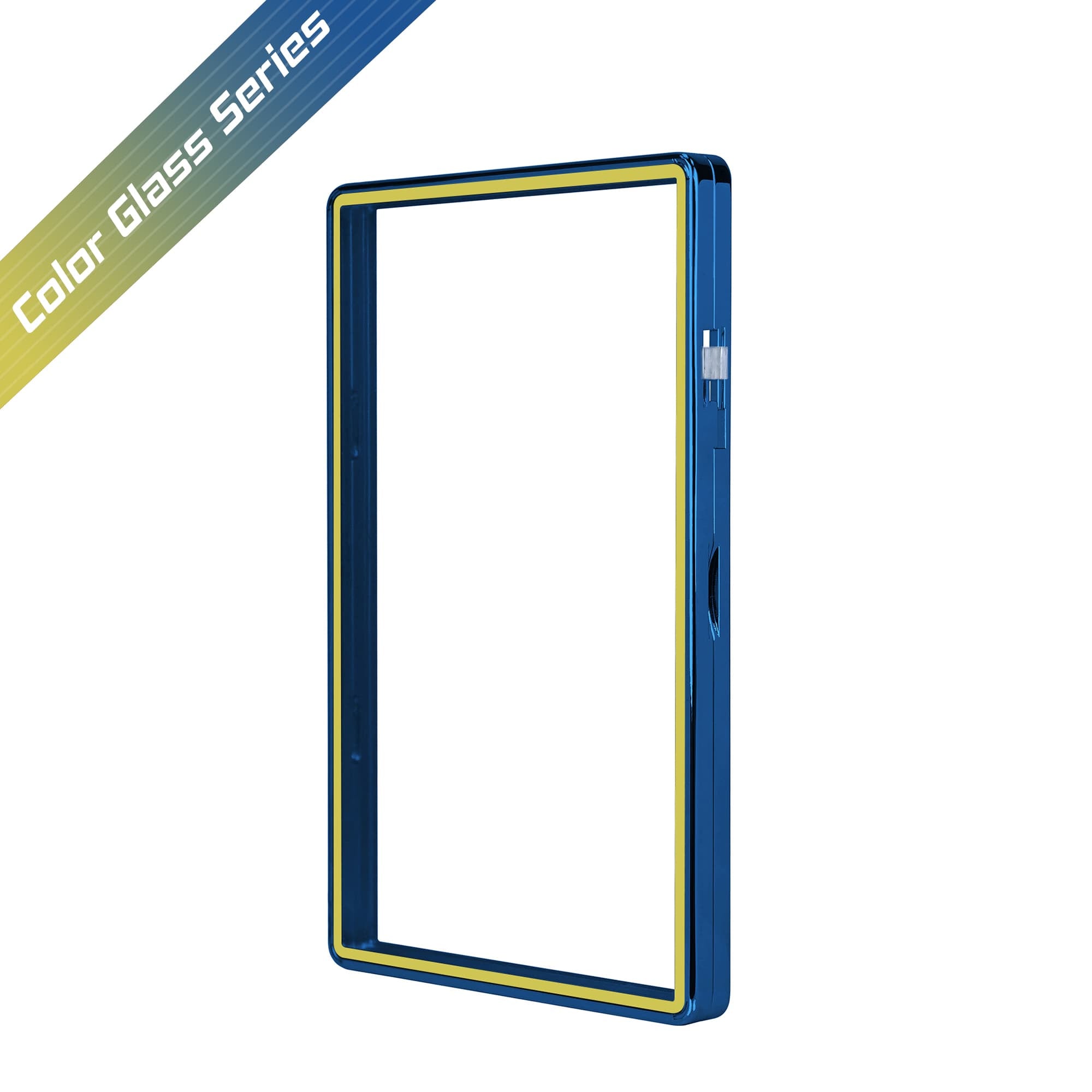 Color Glass Series Standard PSA Slabmags Case - Metallic Blue With Yellow Glass Border