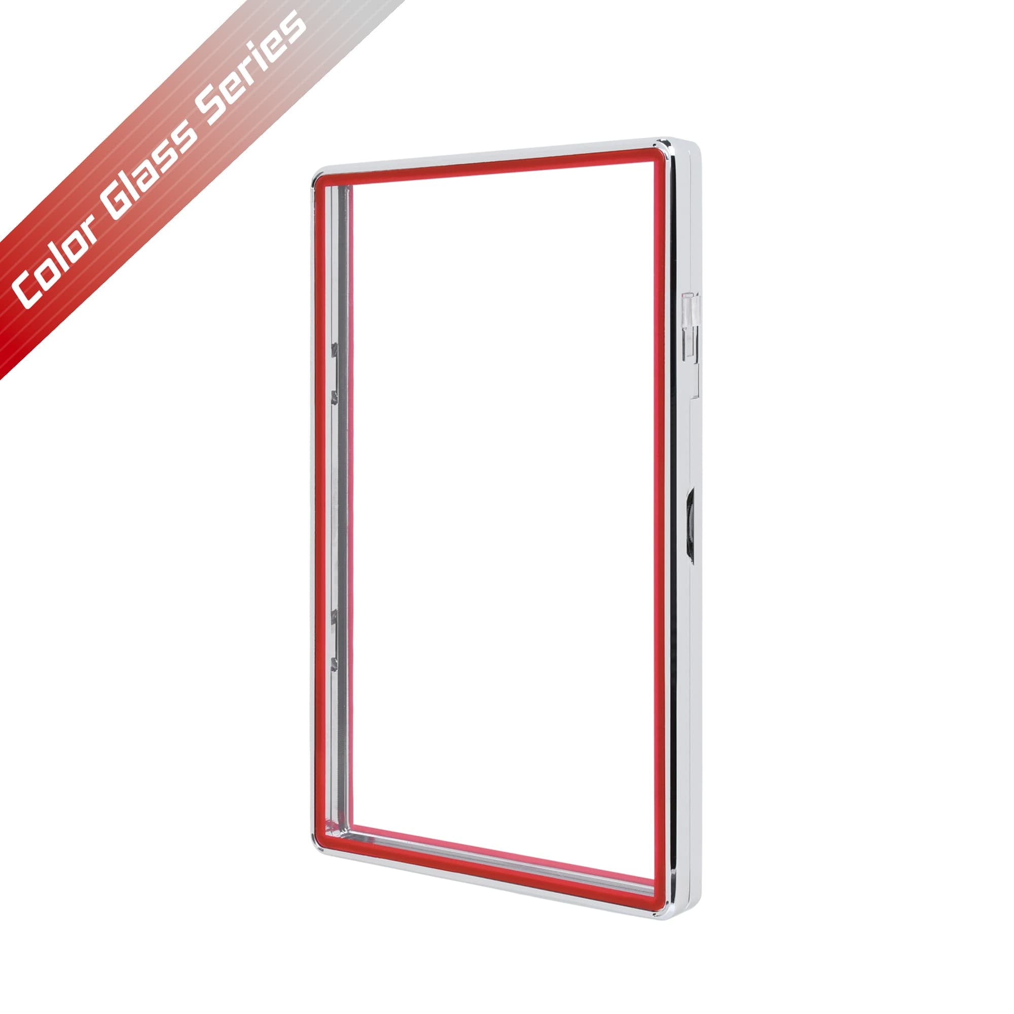 Color Glass Series Standard PSA Slabmags Case - Metallic Silver With Red Glass Border