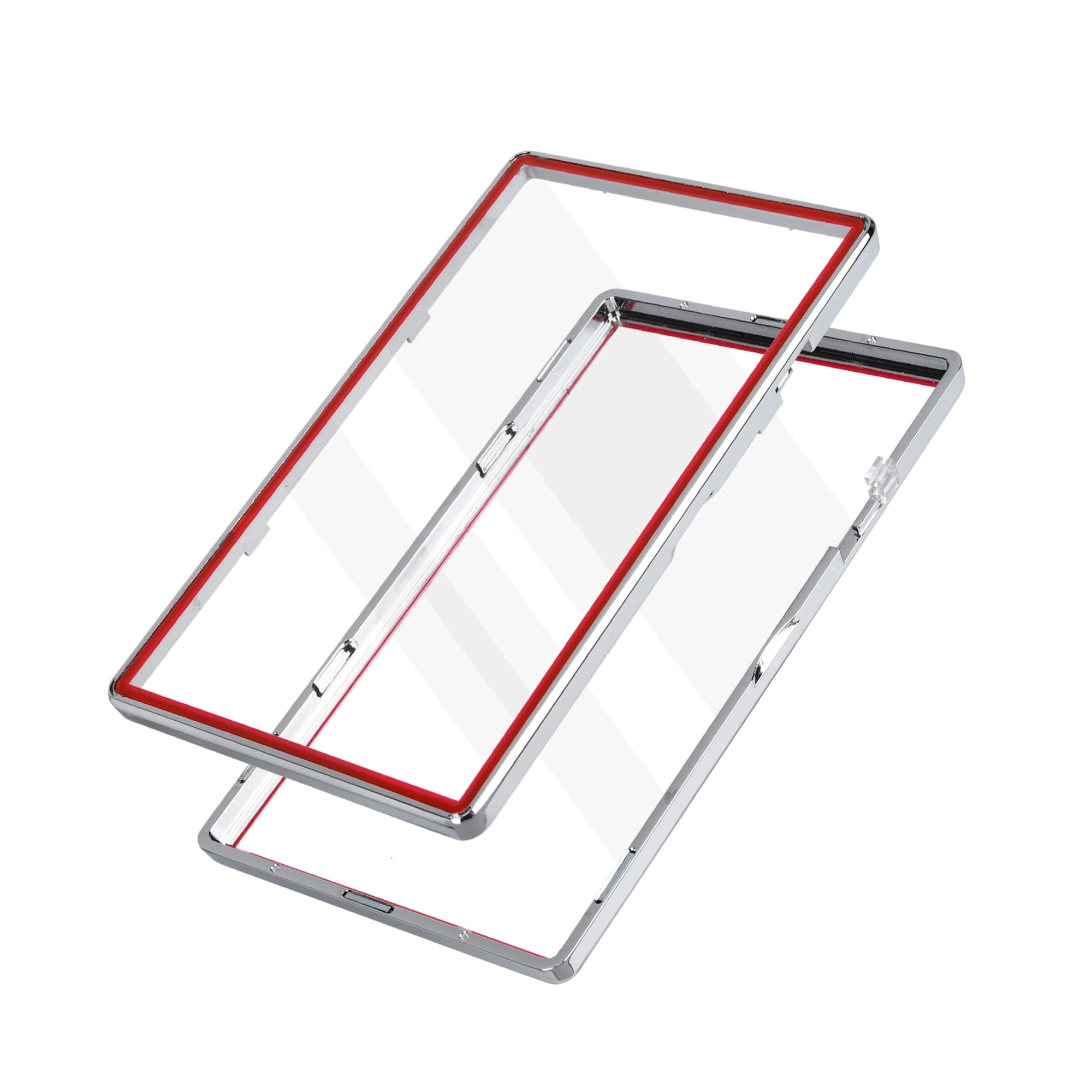 Color Glass Series Standard PSA Slabmags Case - Metallic Silver With Red Glass Border