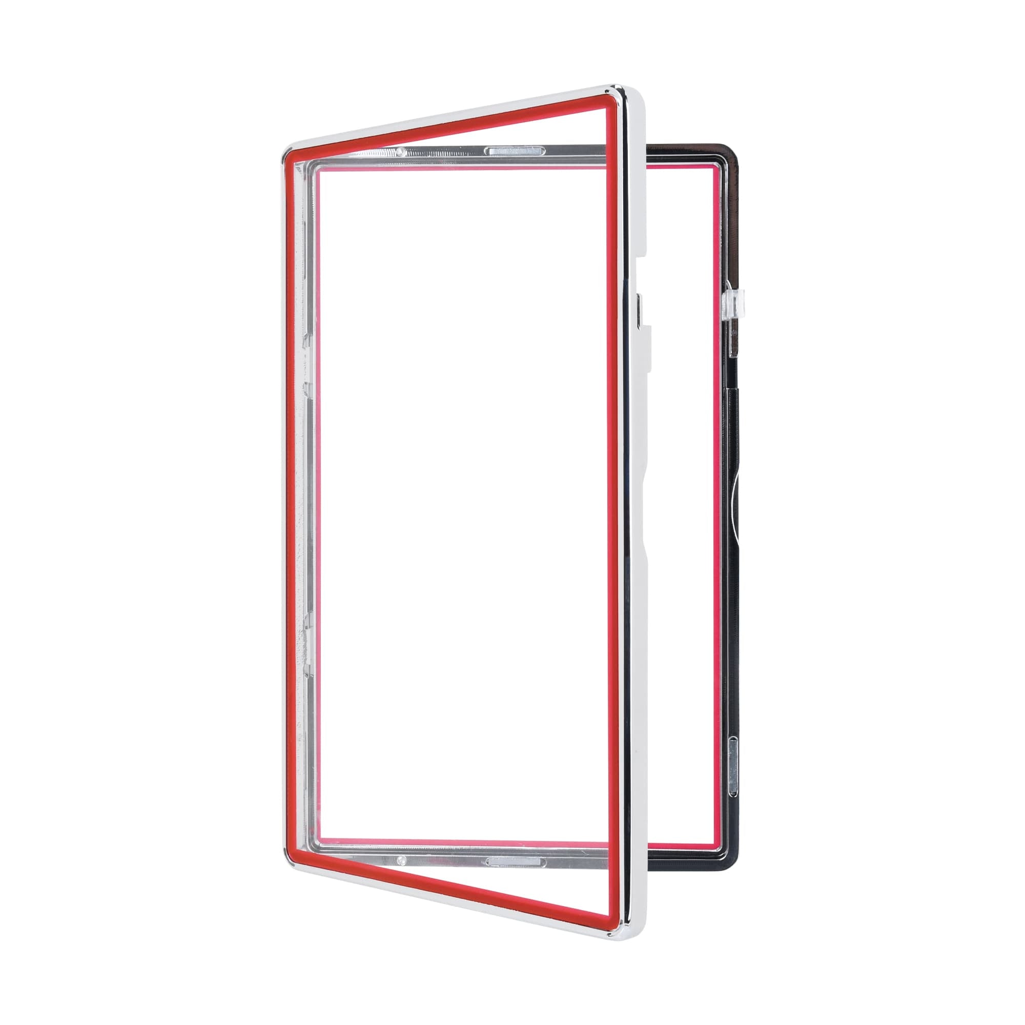 Color Glass Series Standard PSA Slabmags Case - Metallic Silver With Red Glass Border