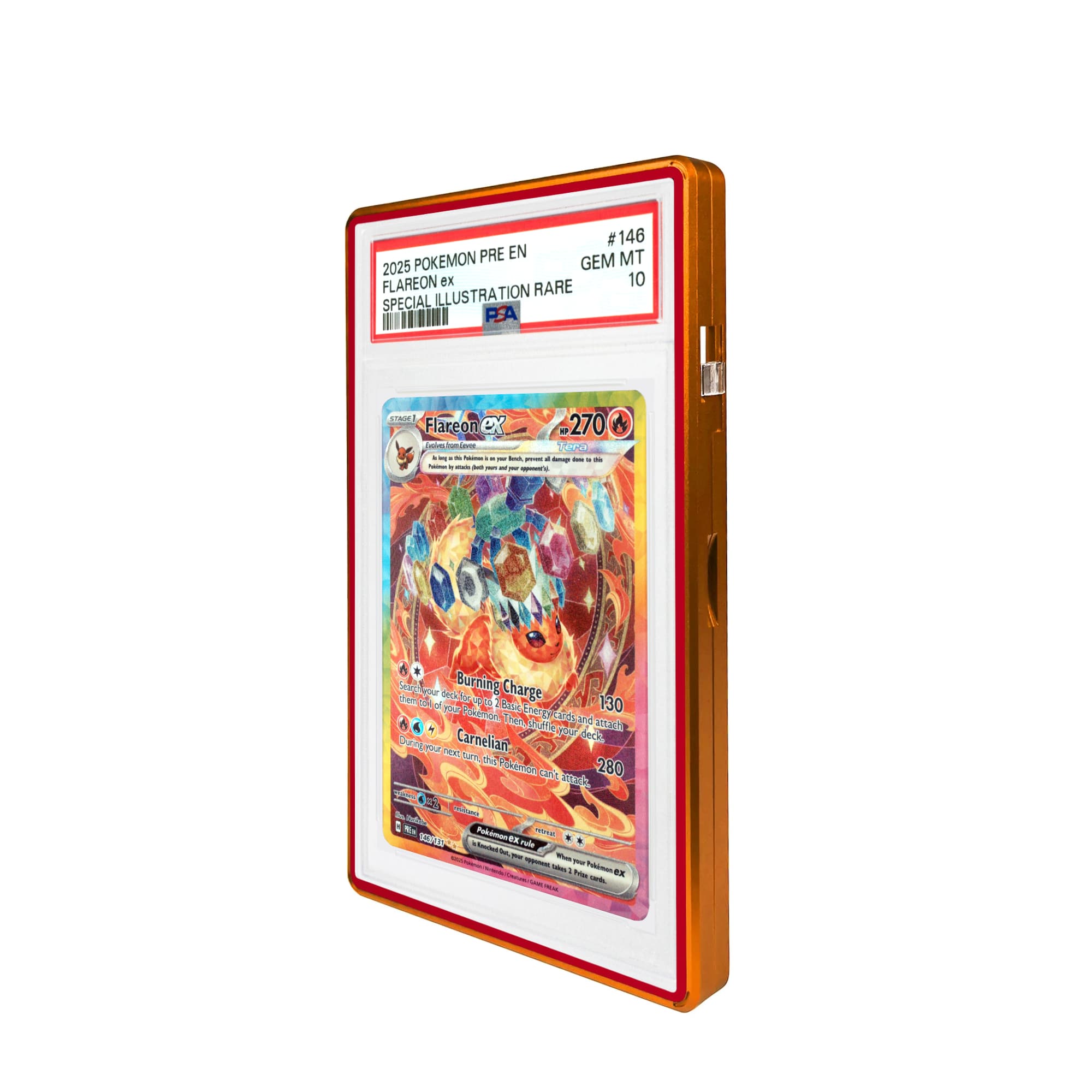 Color Glass Series Standard PSA Slabmags Case - Matte Orange With Red Glass Border