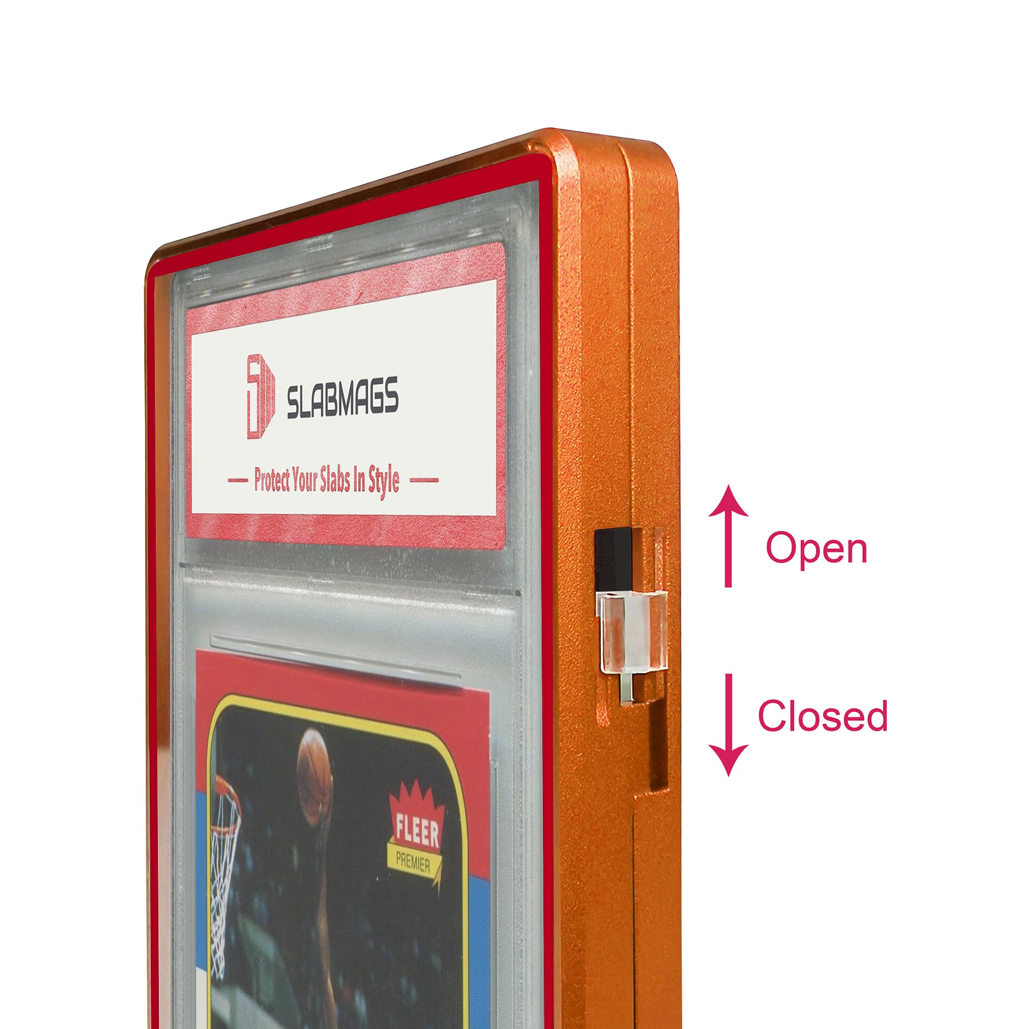 Color Glass Series Standard PSA Slabmags - Matte Orange With Red Glass Border