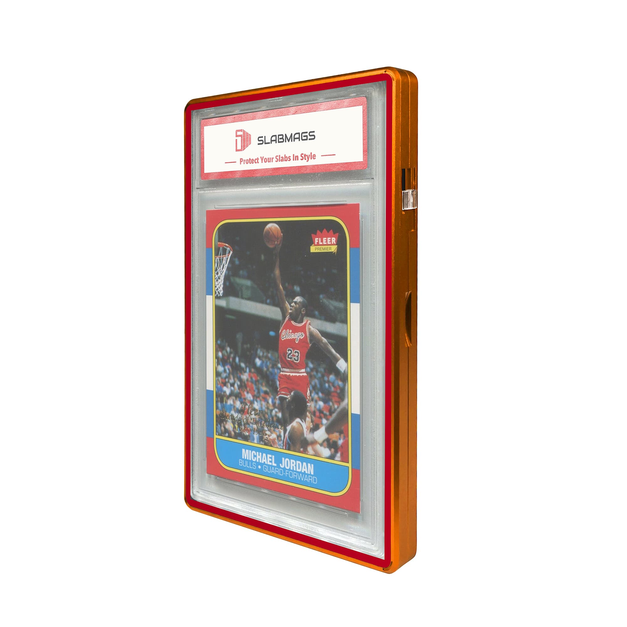 Color Glass Series Standard PSA Slabmags - Matte Orange With Red Glass Border