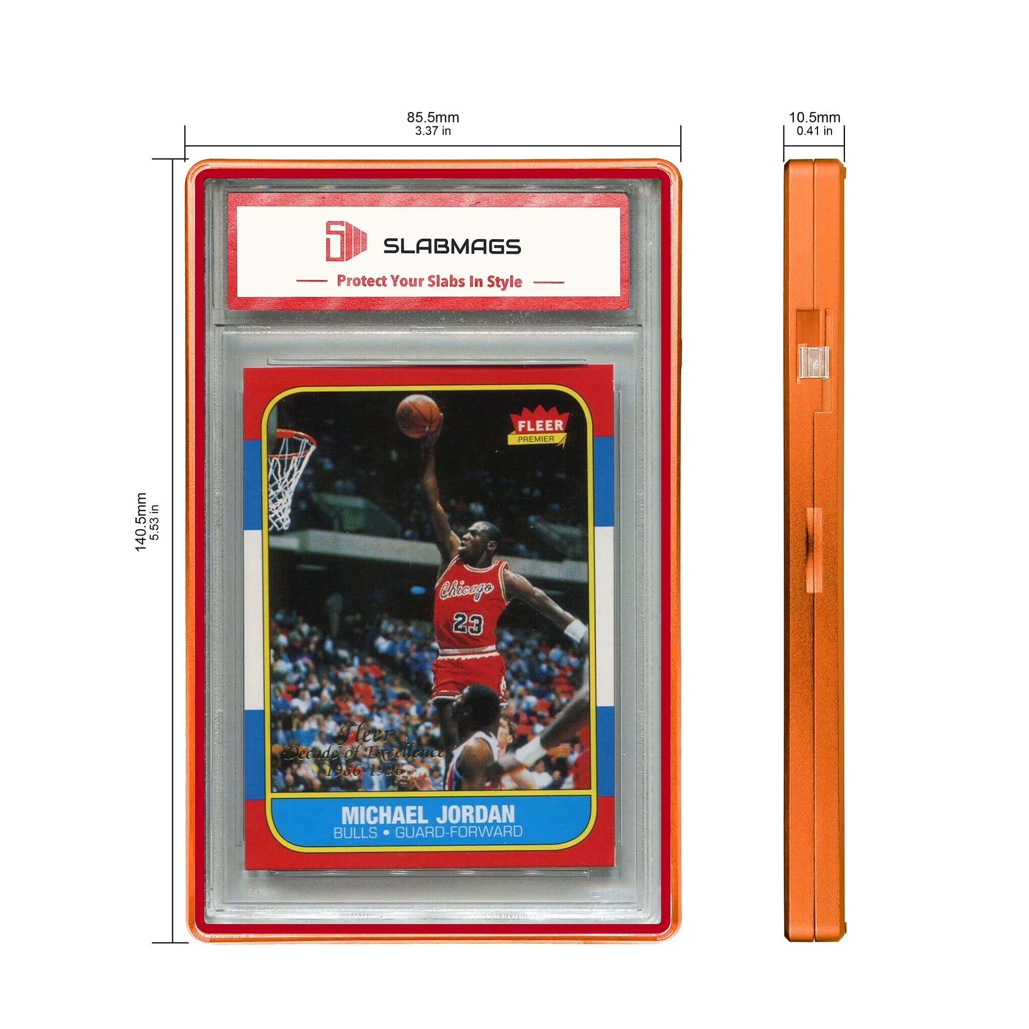 Color Glass Series Standard PSA Slabmags - Matte Orange With Red Glass Border