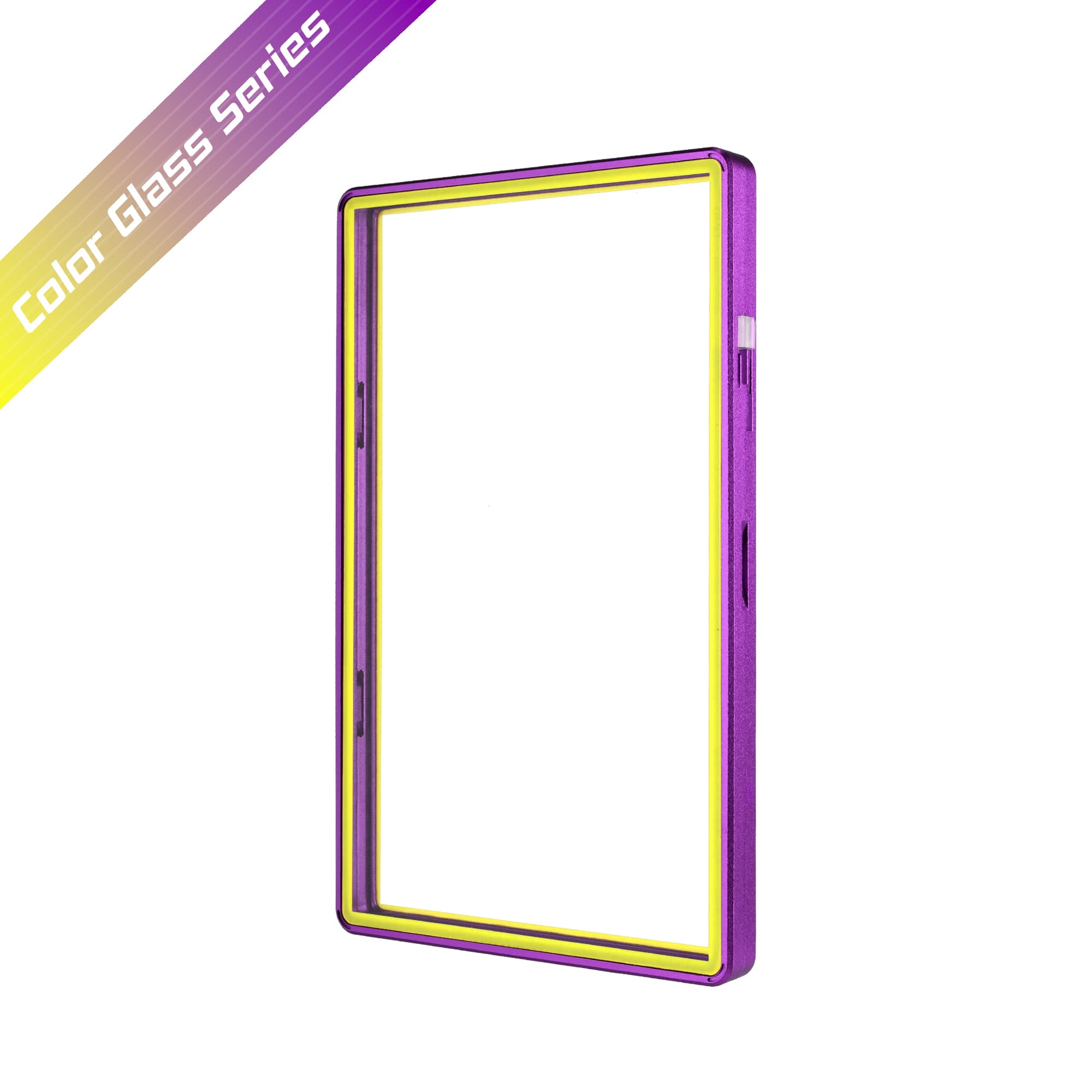 Color Glass Series Standard PSA Slabmags Case - Matte Purple With Yellow Glass Border