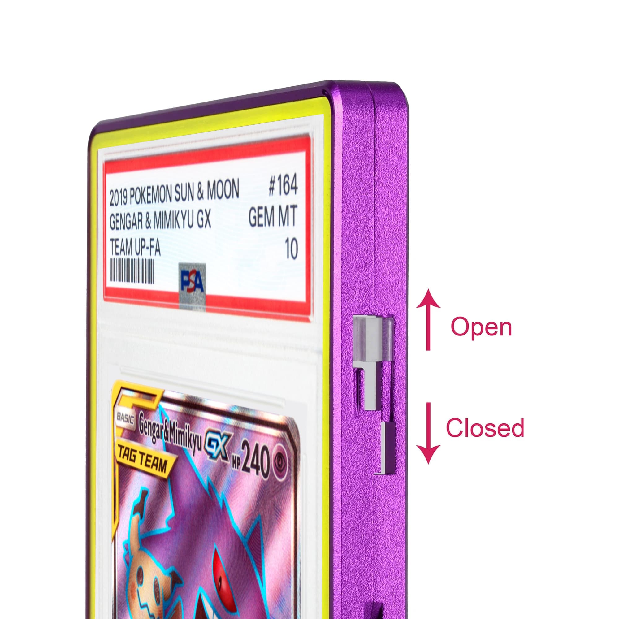 Color Glass Series Standard PSA Slabmags Case - Matte Purple With Yellow Glass Border