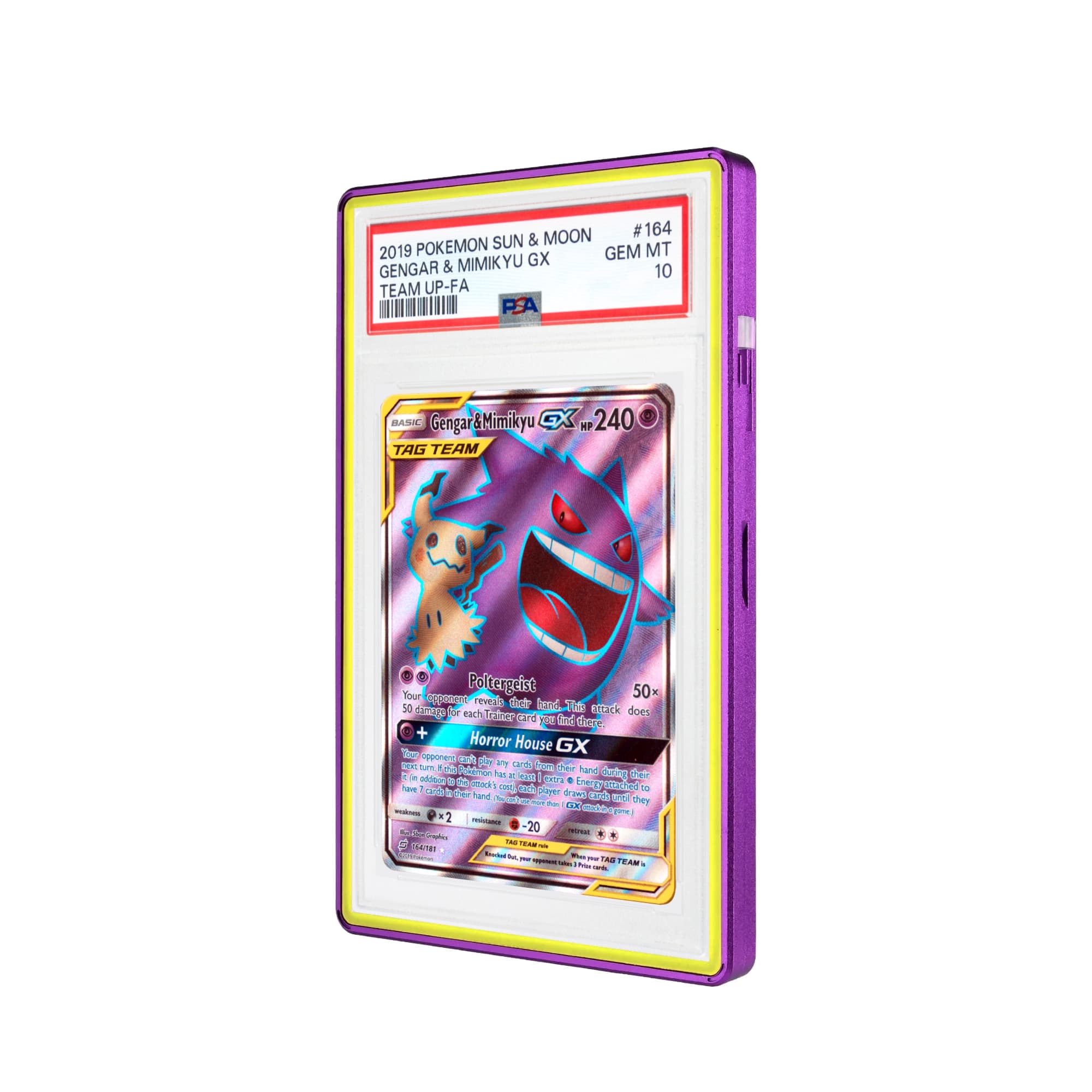 Color Glass Series Standard PSA Slabmags Case - Matte Purple With Yellow Glass Border