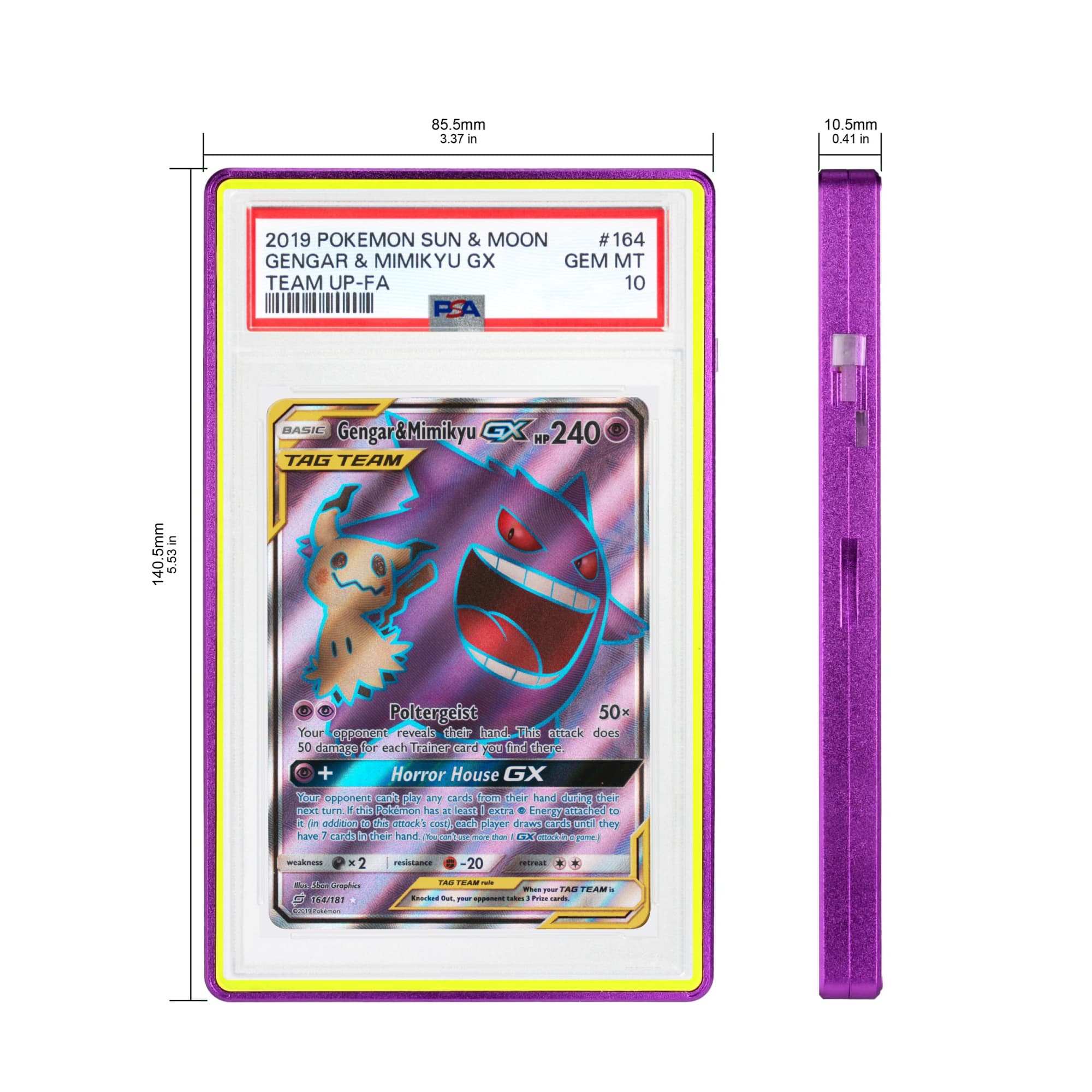 Color Glass Series Standard PSA Slabmags Case - Matte Purple With Yellow Glass Border