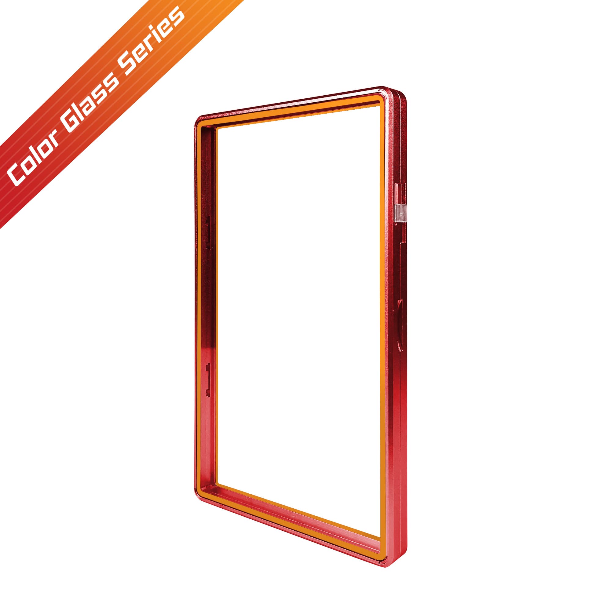 Color Glass Series Standard PSA Slabmags Case - Matte Red With Orange Glass Border