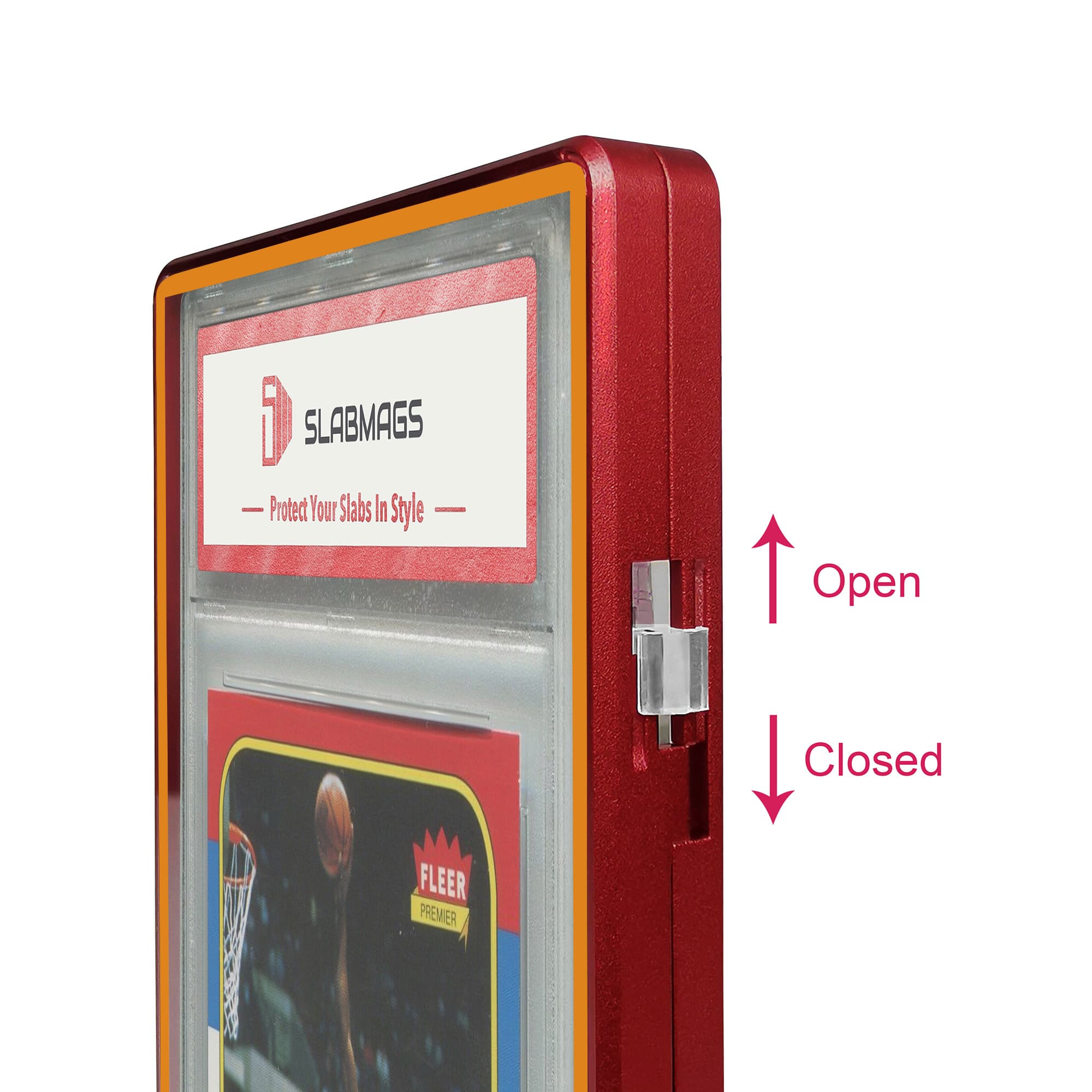 Color Glass Series Standard PSA Slabmags Case - Matte Red With Orange Glass Border