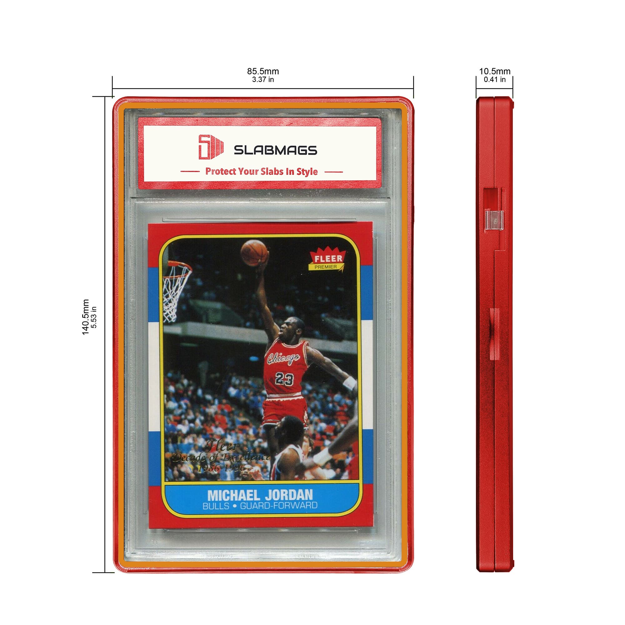 Color Glass Series Standard PSA Slabmags Case - Matte Red With Orange Glass Border