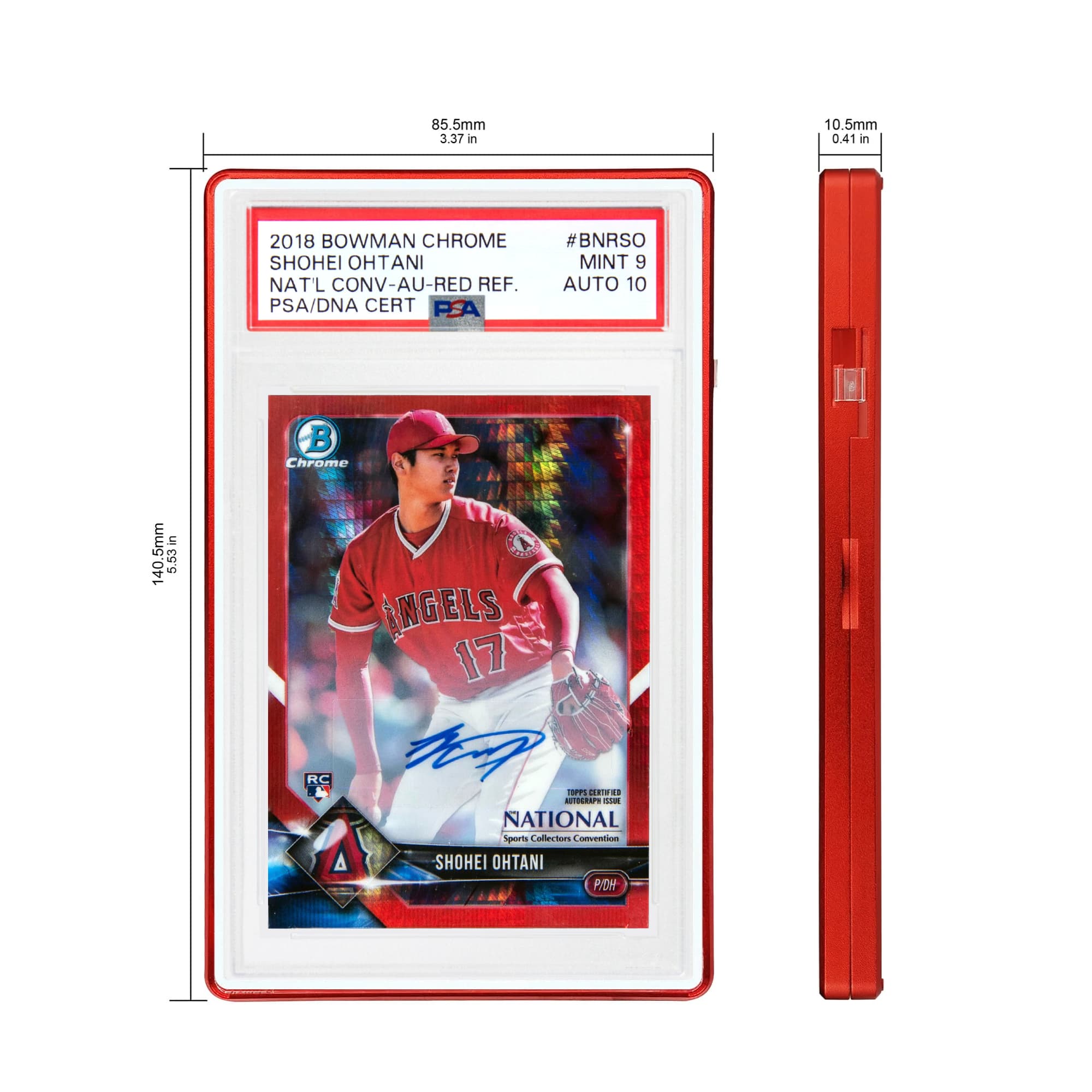 Color Glass Series Standard PSA Slabmags Case - Matte Red With White Glass Border