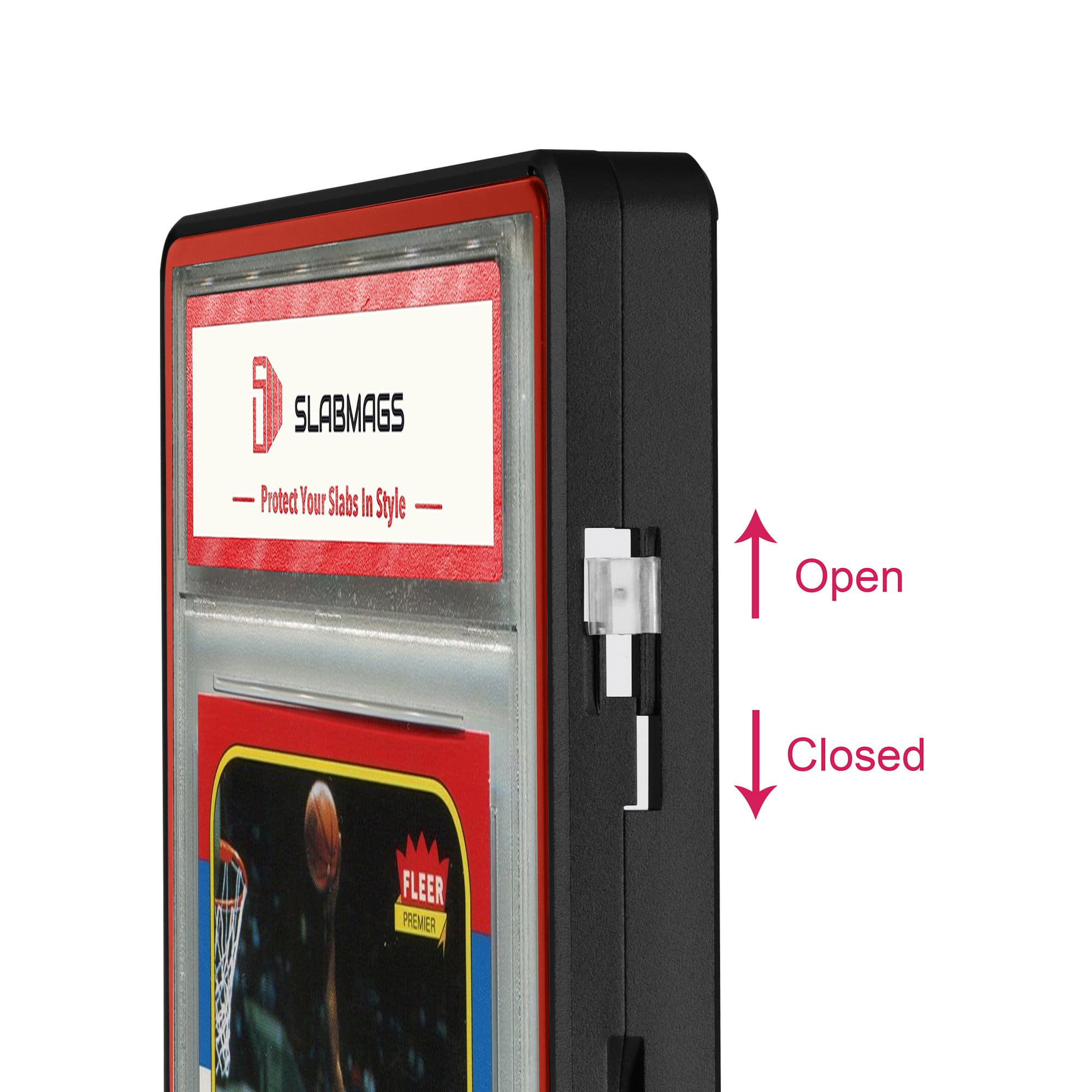 Thick PSA Slabmags Case - Matte Black With Red Glass Border