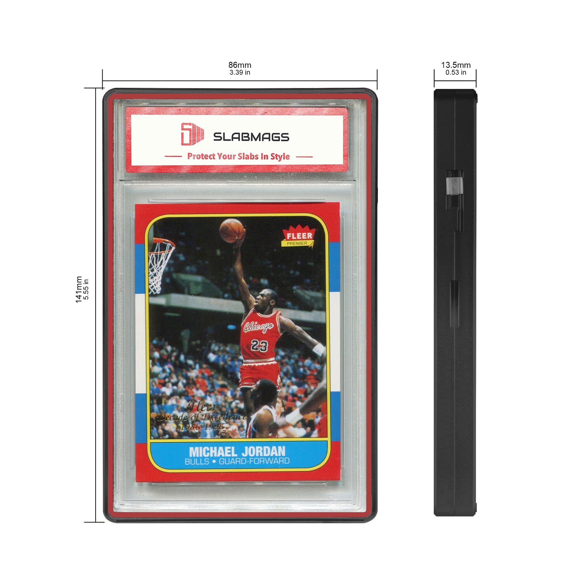 Thick PSA Slabmags Case - Matte Black With Red Glass Border