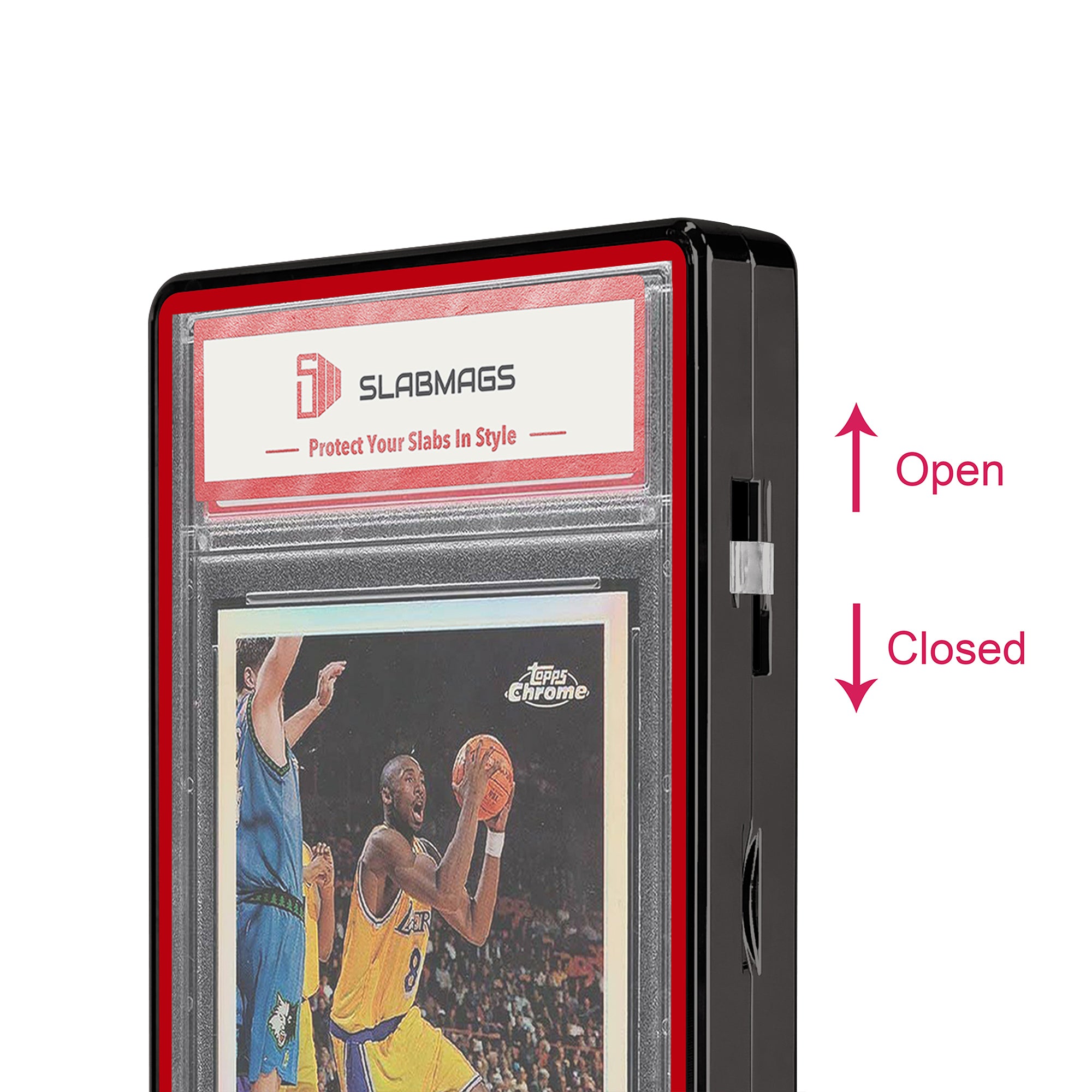 Thick PSA Slabmags Case - Metallic Black With Red Glass Border