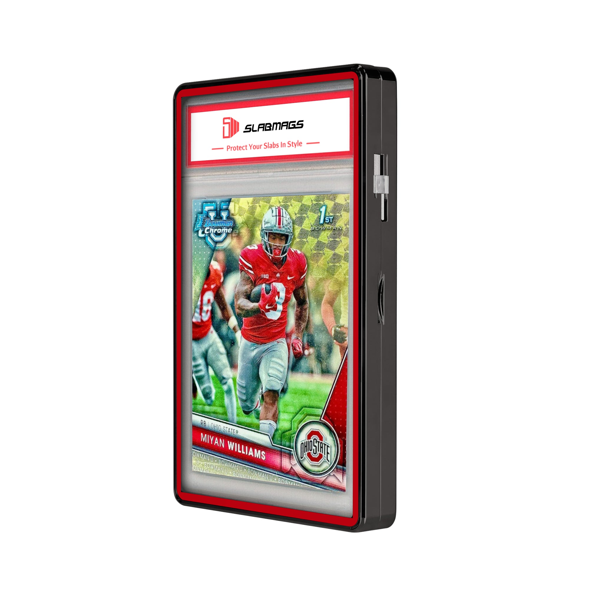 Thick PSA Slabmags Case - Metallic Black With Red Glass Border