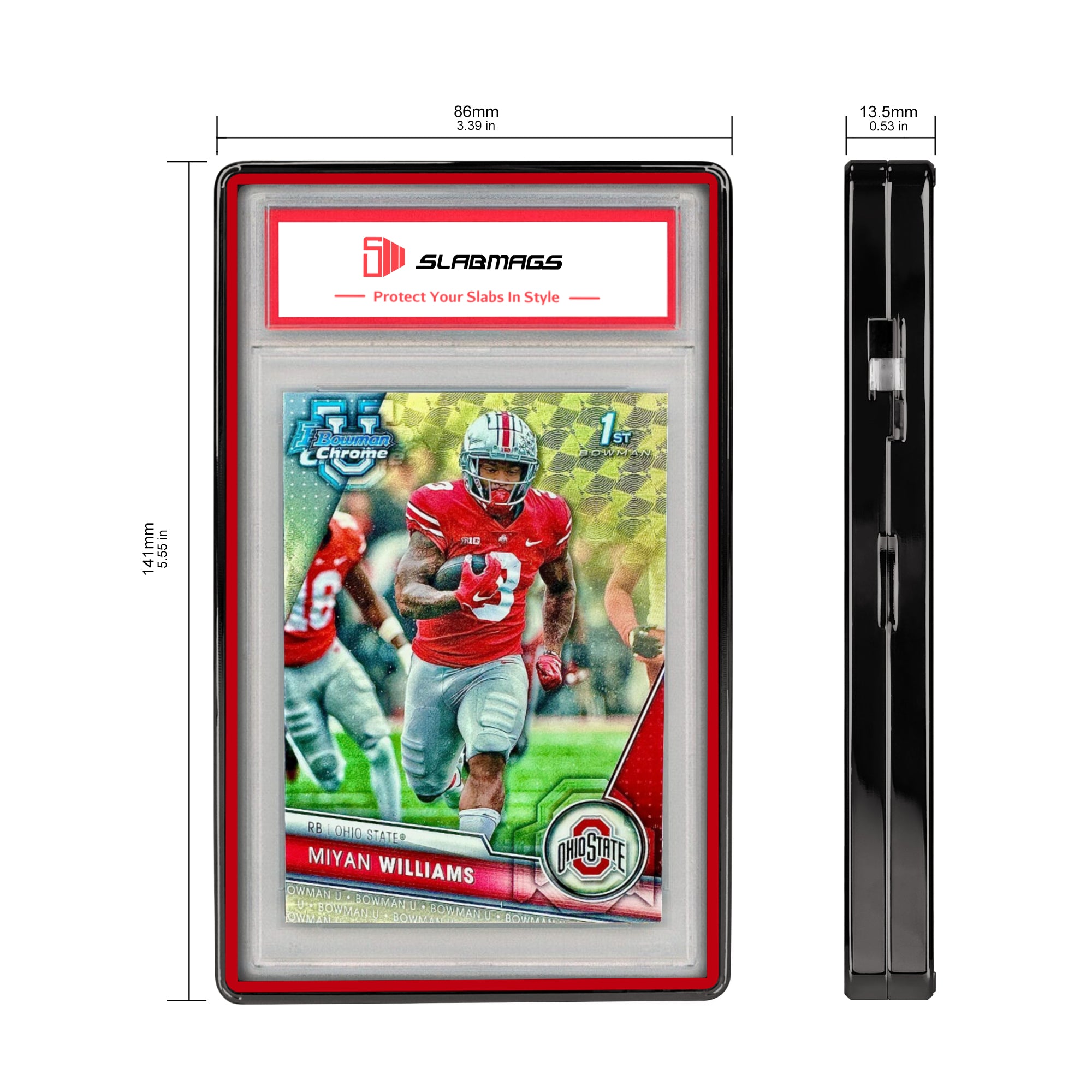 Thick PSA Slabmags Case - Metallic Black With Red Glass Border