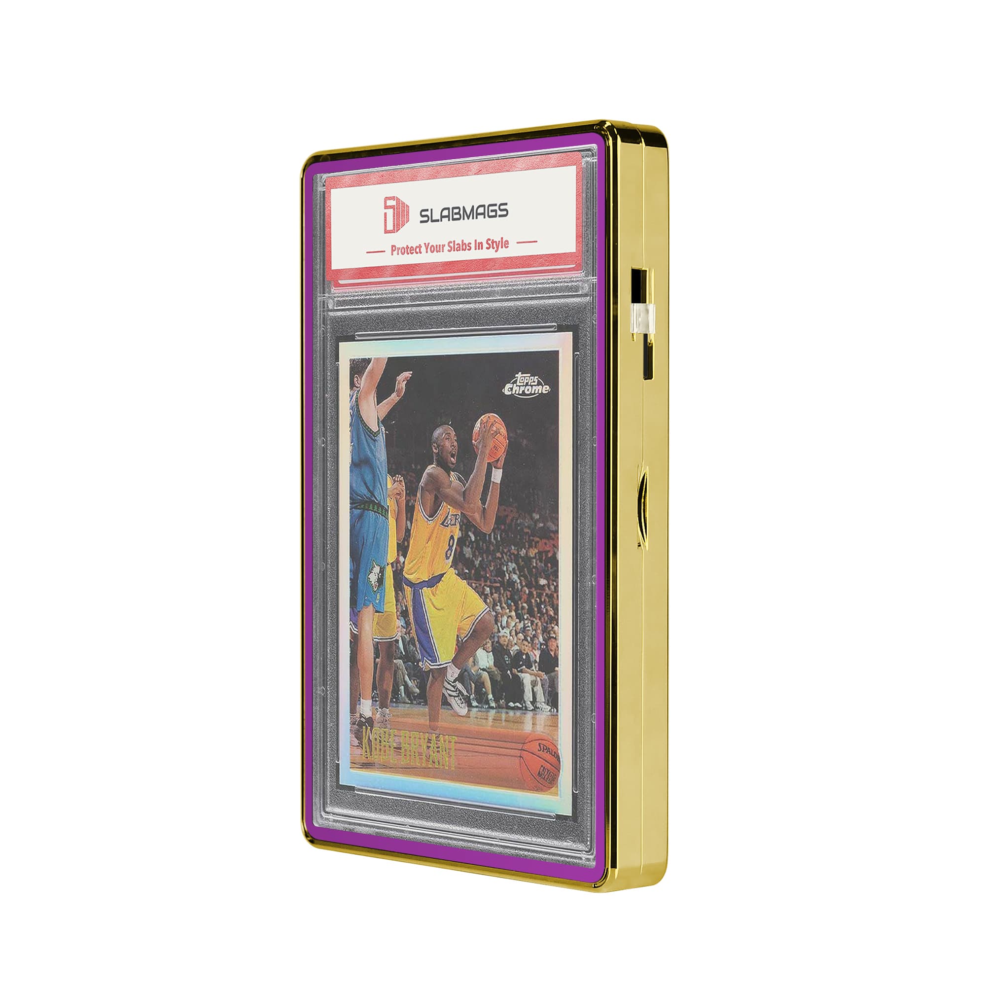 Thick PSA Slabmags Case - Metallic Gold With Purple Glass Border