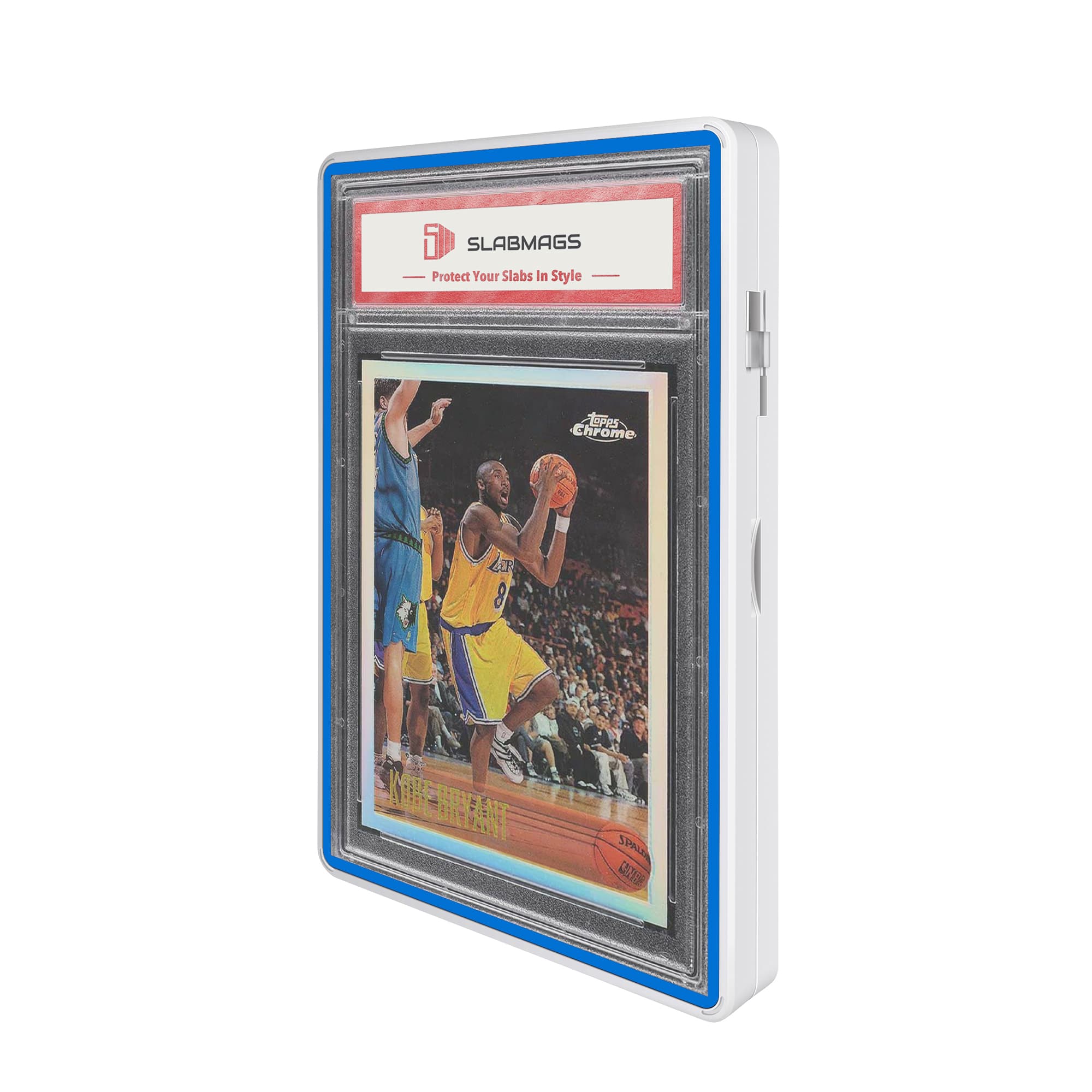 Thick PSA Slabmags Case - Matte White With Blue Glass Border