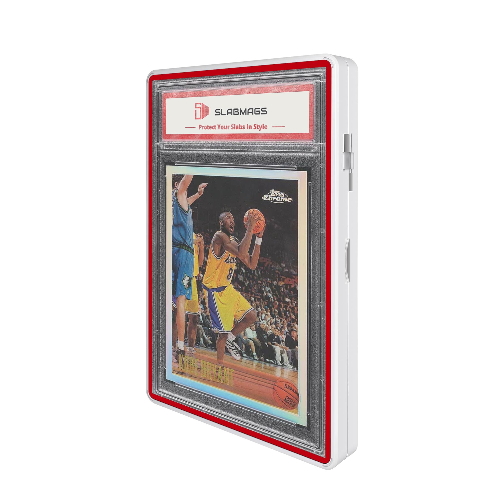 Thick PSA Slabmags Case - Matte White With Red Glass Border