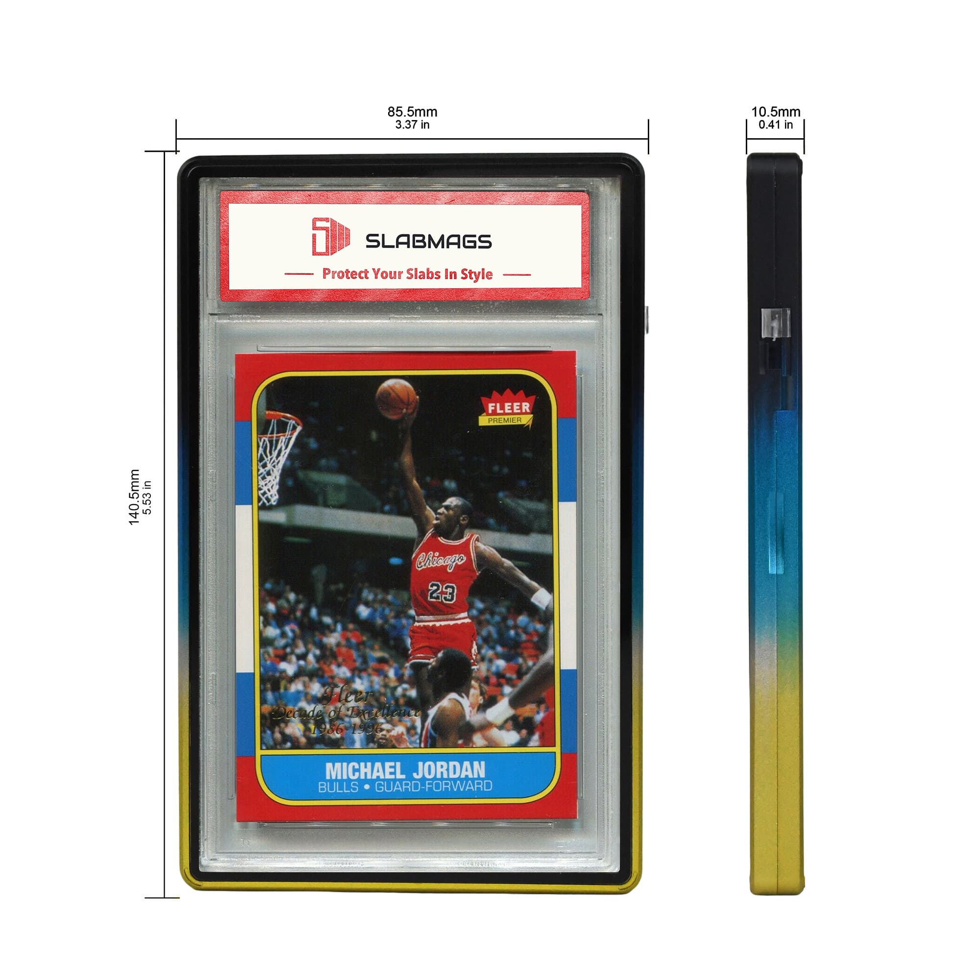Gradient Series Standard PSA Slabmags Case - Top Black, Middle Aqua Blue,Bottom Yellow