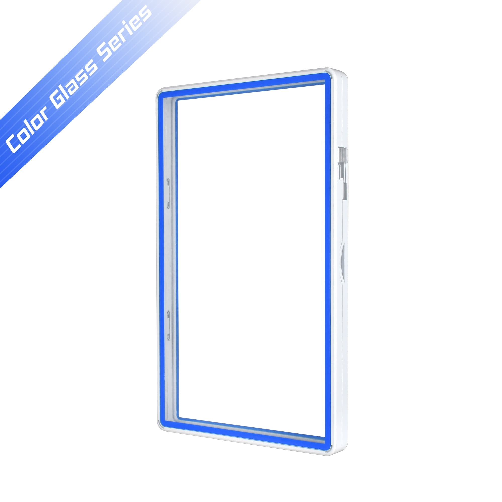 Color Glass Series Standard PSA Slabmags Case - Matte White With Blue Glass Border