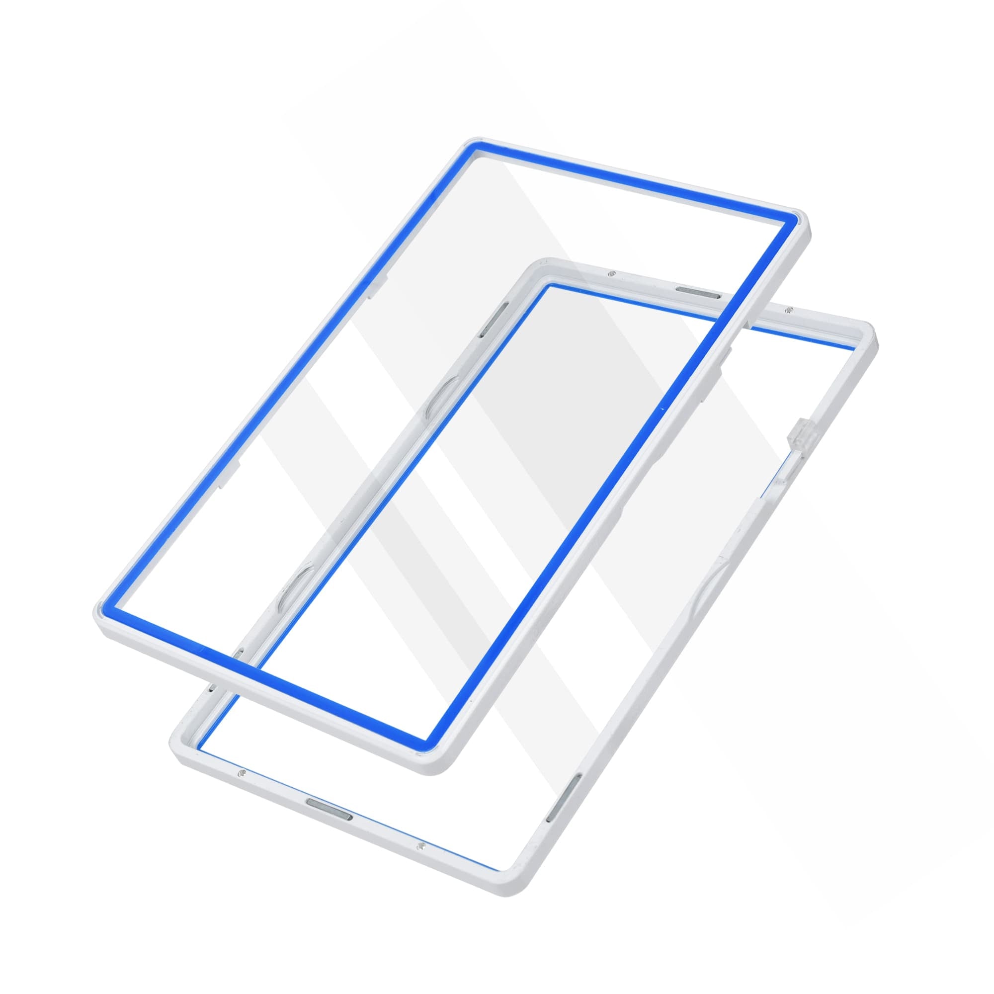 Color Glass Series Standard PSA Slabmags Case - Matte White With Blue Glass Border