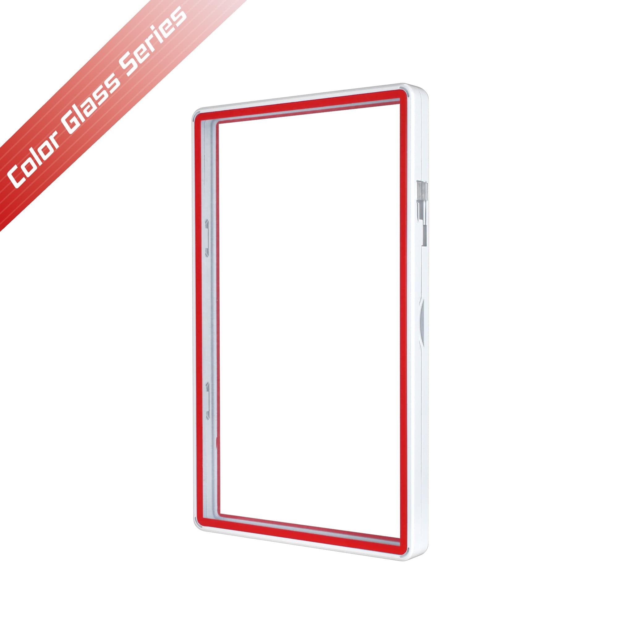 Color Glass Series Standard PSA Slabmags Case - Matte White With Red Glass Border