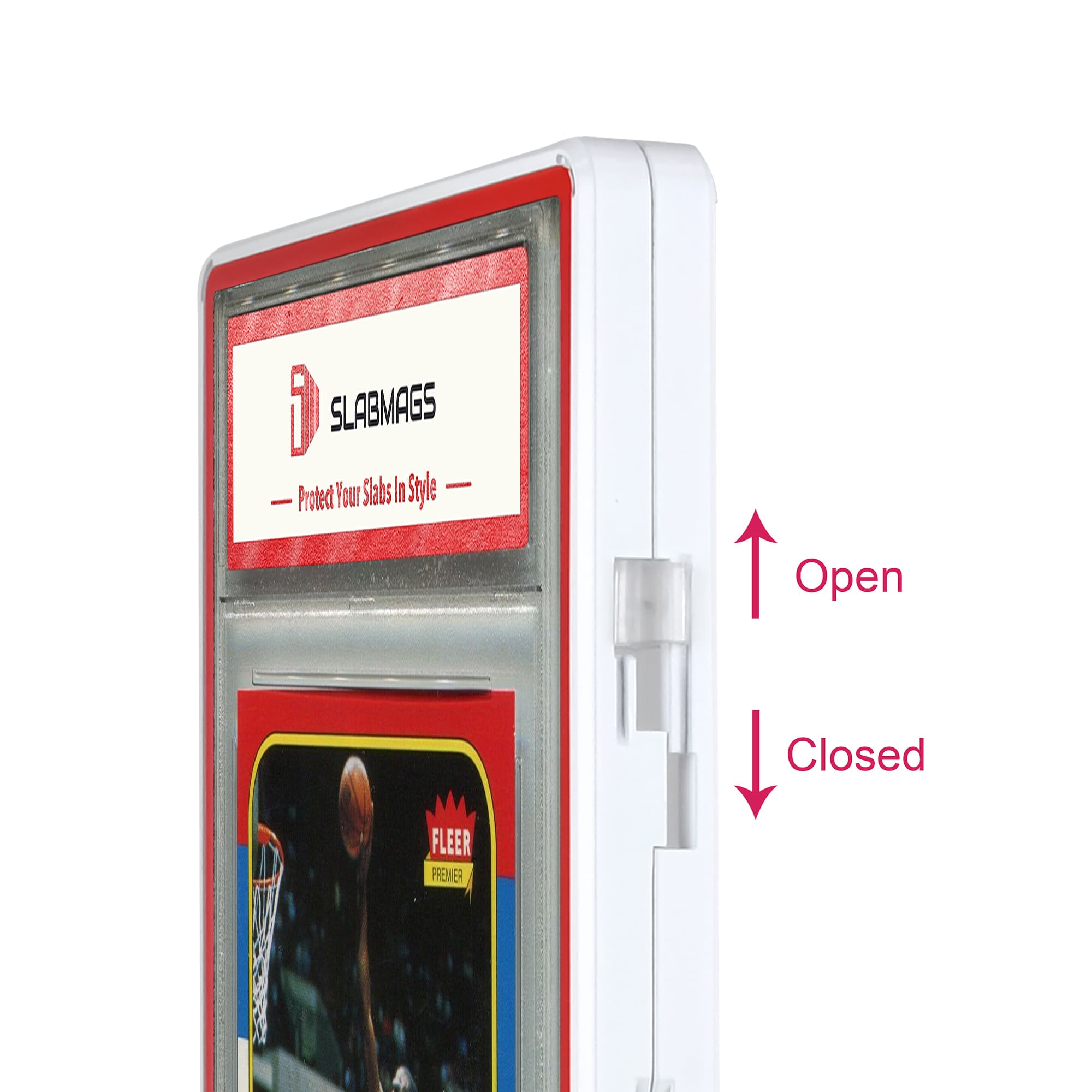 Color Glass Series Standard PSA Slabmags Case - Matte White With Red Glass Border