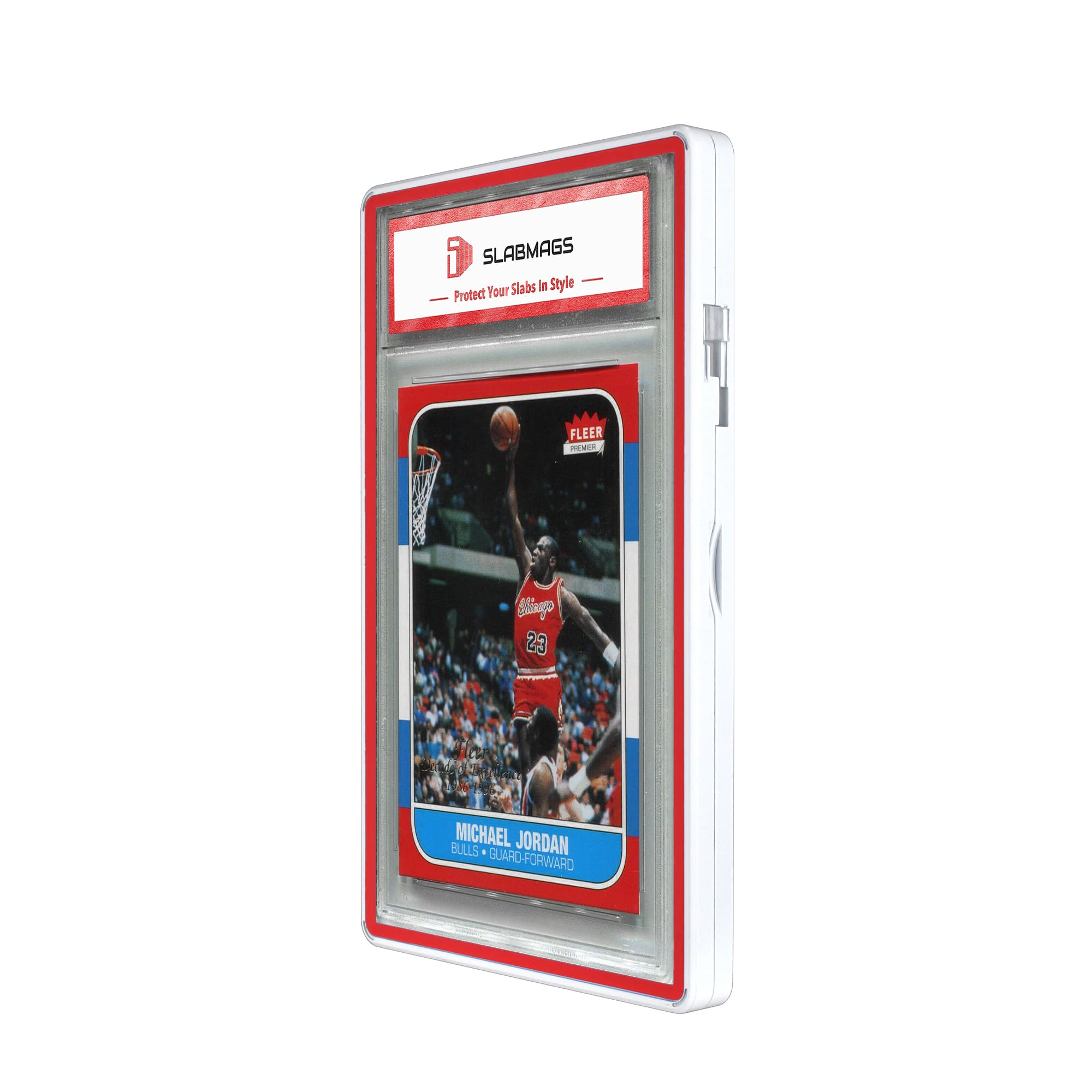 Color Glass Series Standard PSA Slabmags Case - Matte White With Red Glass Border