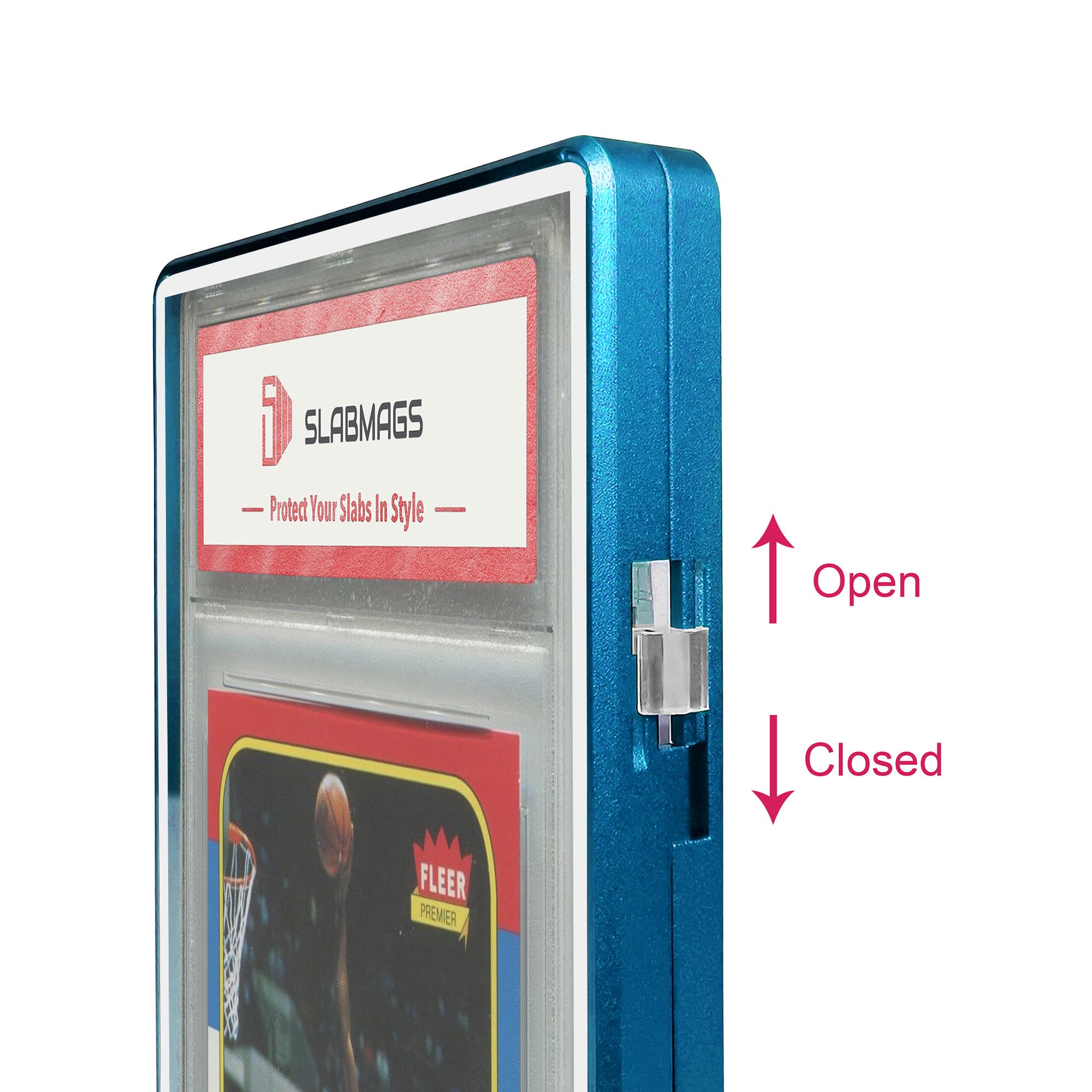 Color Glass Series Standard PSA Slabmags Case - Matte Aqua Blue With White Glass Border