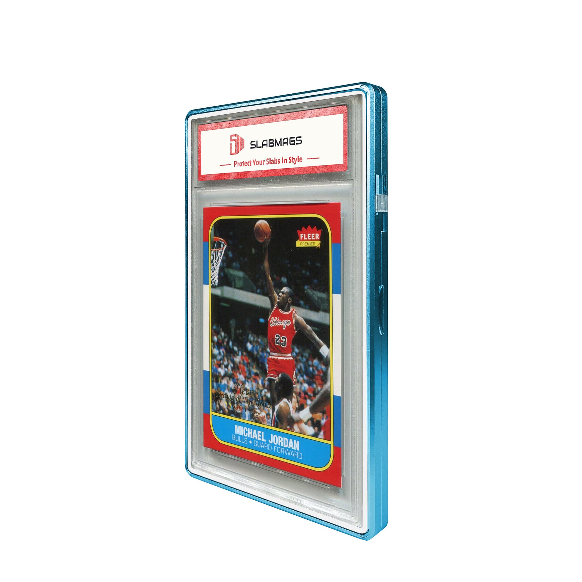 Color Glass Series Standard PSA Slabmags Case - Matte Aqua Blue With White Glass Border