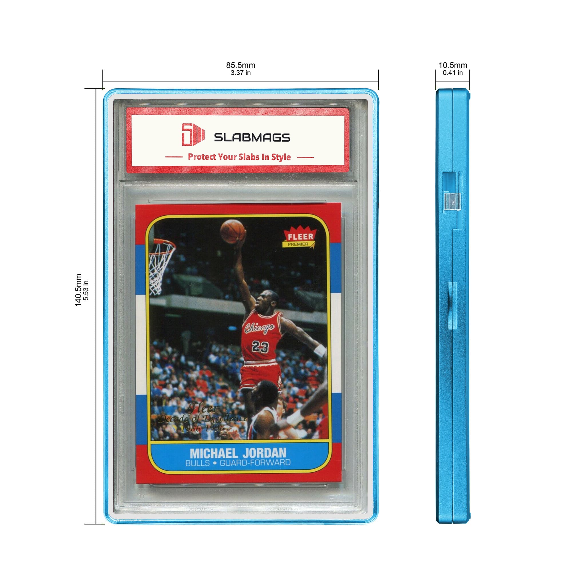 Color Glass Series Standard PSA Slabmags Case - Matte Aqua Blue With White Glass Border