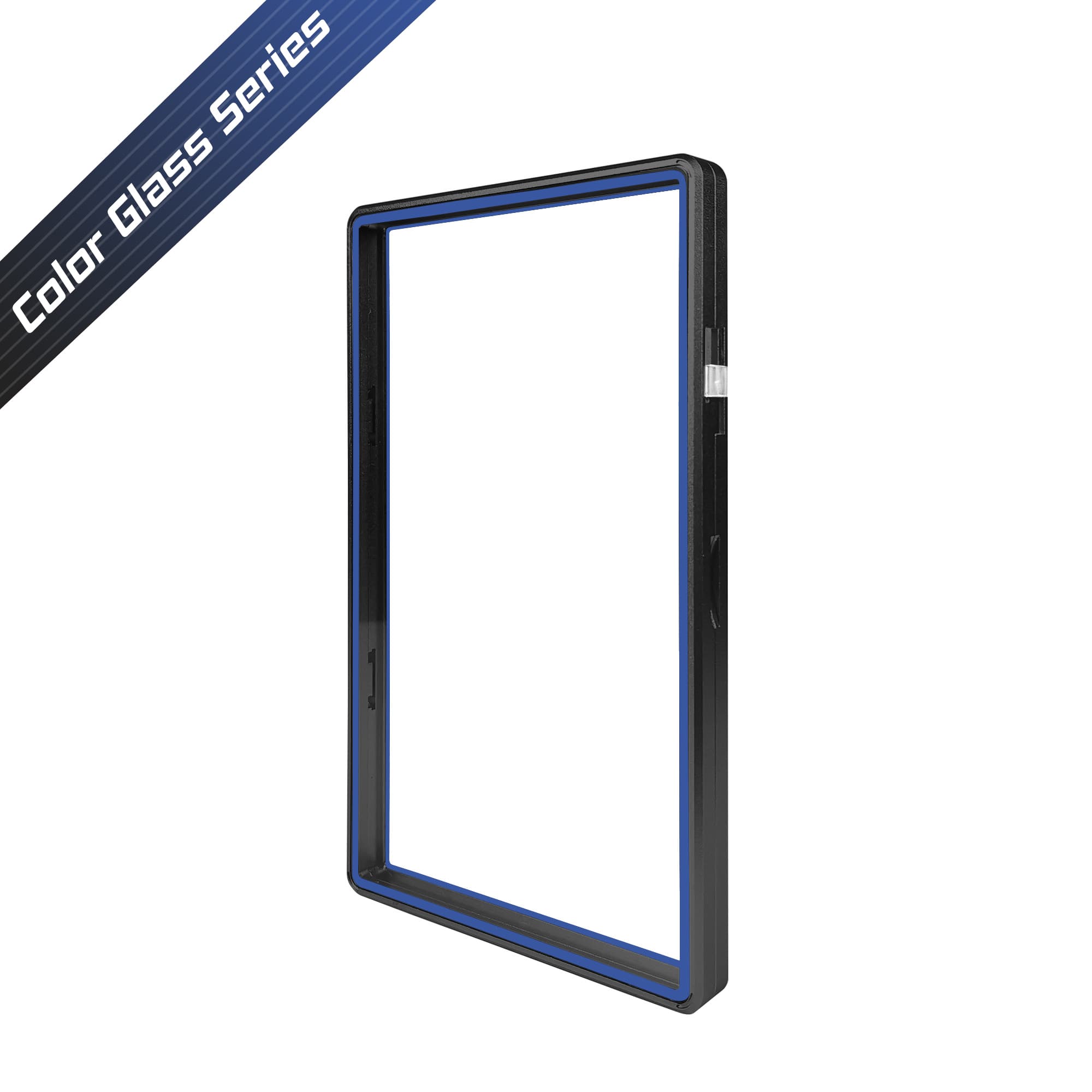 Color Glass Series Standard PSA Slabmags Case - Matte Black With Blue Glass Border