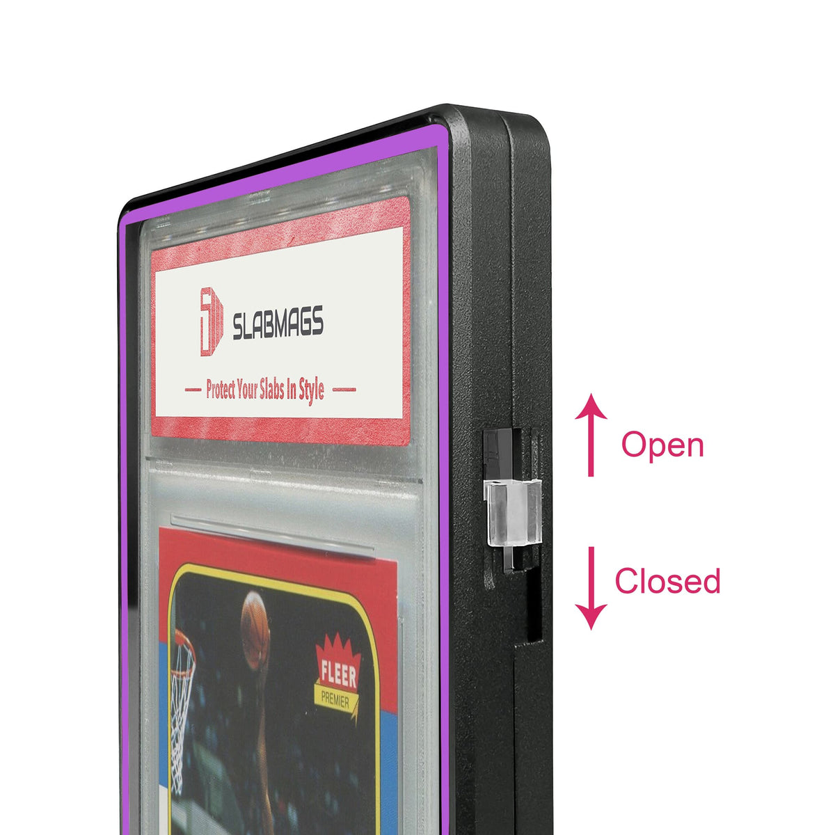 Color Glass Series Standard PSA Slabmags Case - Matte Black With Pink Glass Border